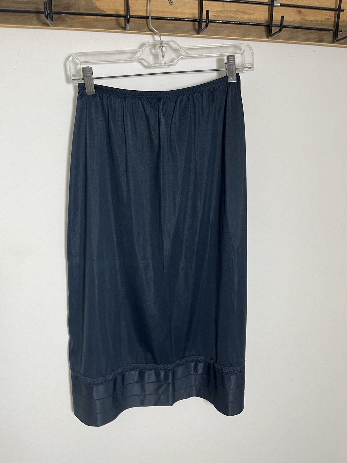 VTG Cotton & Satin Pink Camisole Top & Long Tiered Slip & Long Navy Satin Skirt