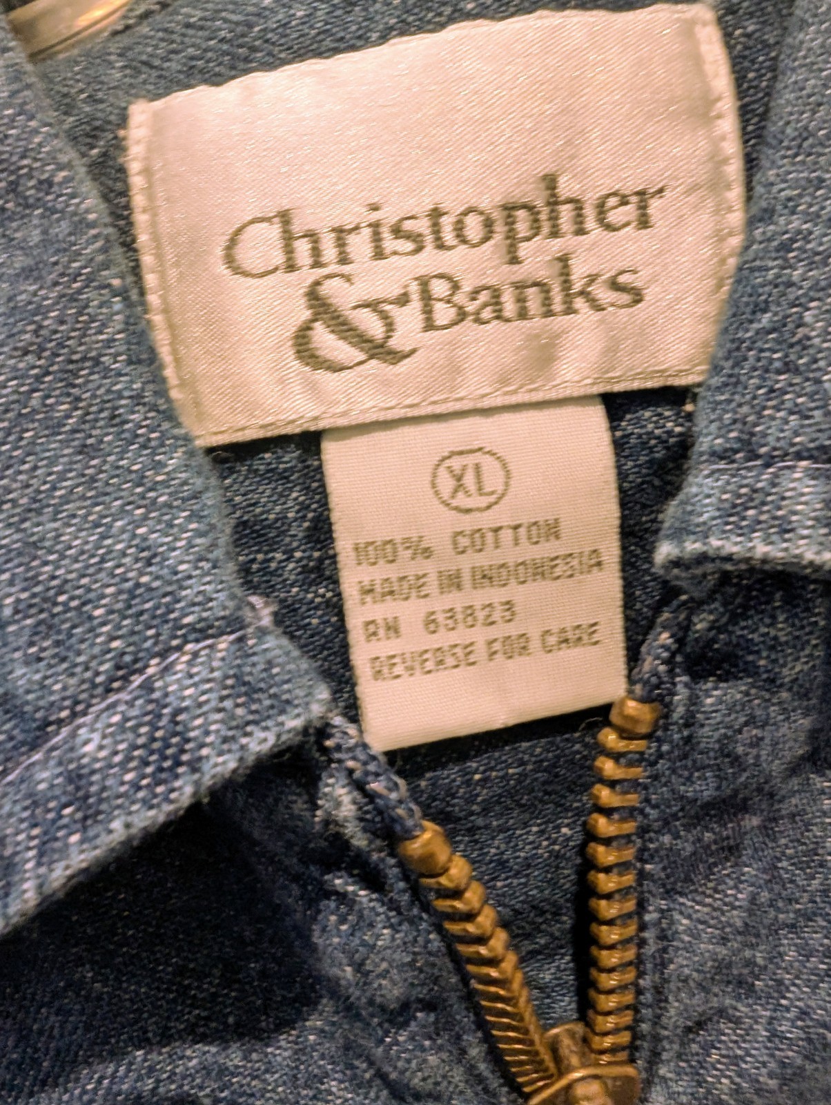 VTG 90s Christopher & Banks Denim Vest Sz XL Patriotic USA Flag Patch Cottage