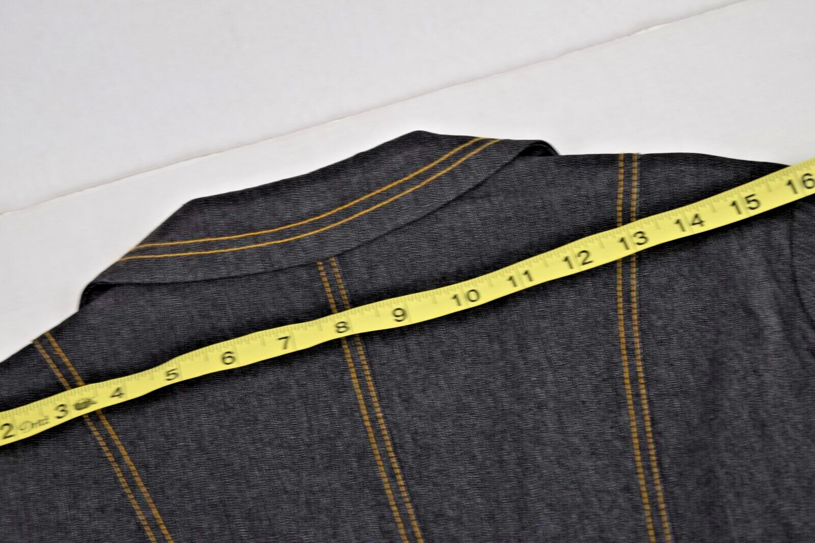 Vintage Denim Blazer Jacket Bisou Bisou Size 8 90s Blue Gold Stitch Fitted