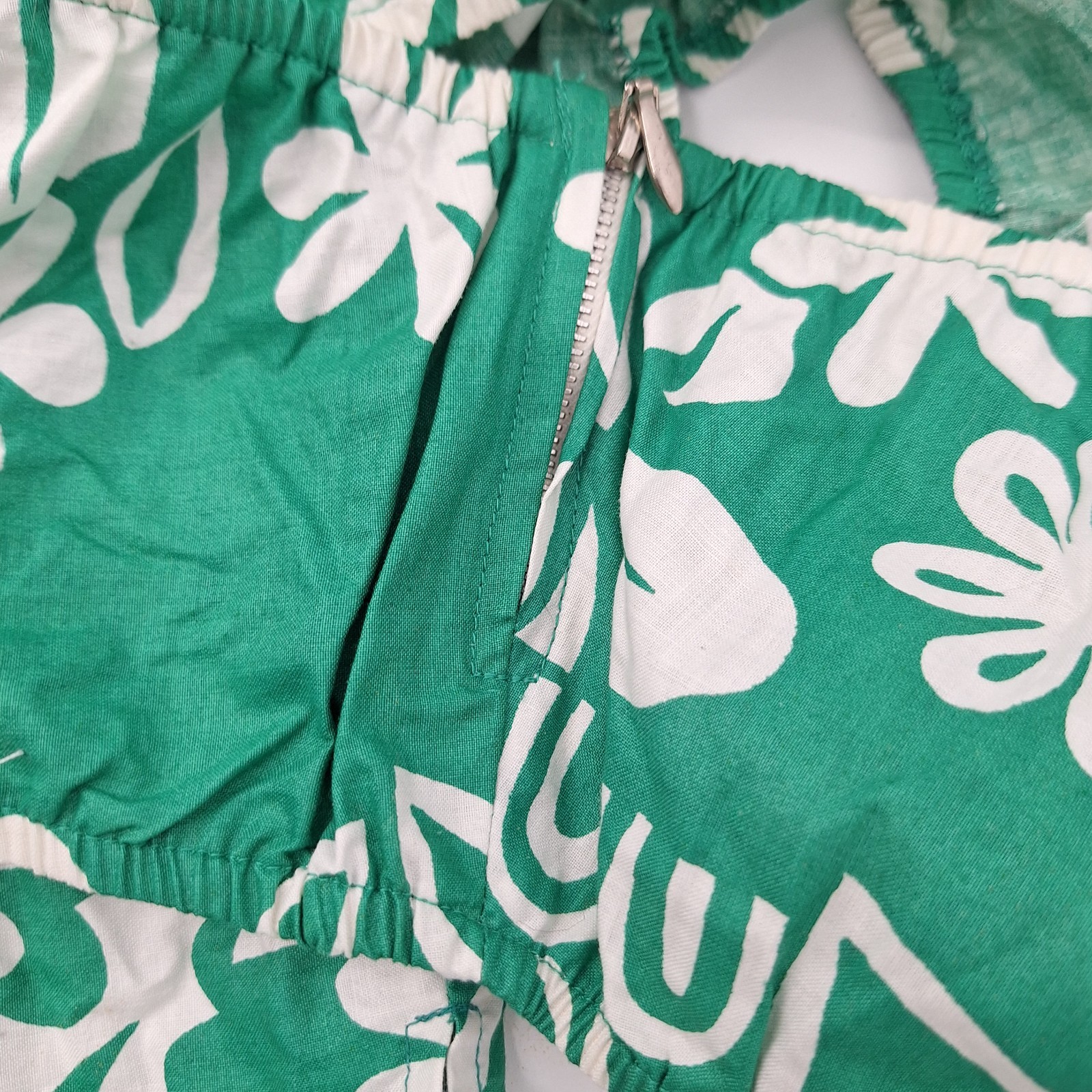 Vtg Green Bikini Retro 3 Pc Set Bathing Suit Mid Century Swimsuit Tropical