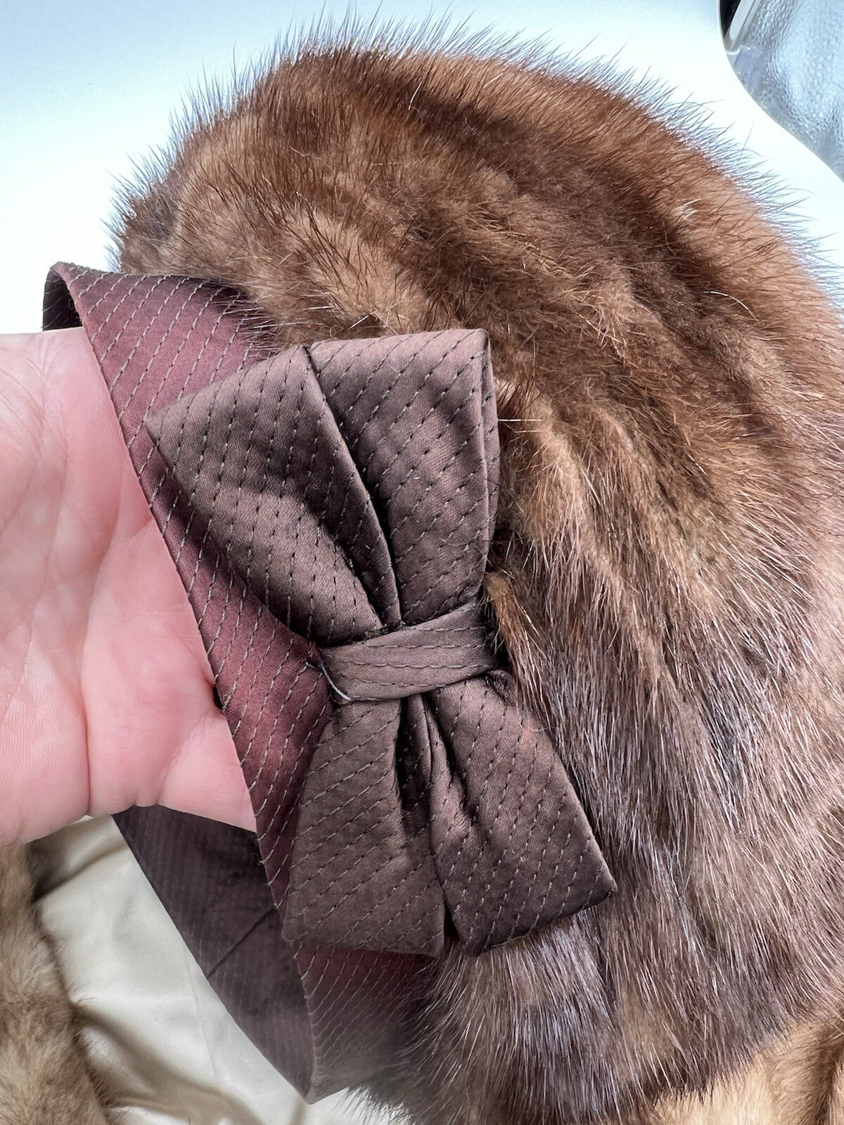 VTG Mink Fur Stole& Hat Shawl Collar Shoulder Wrap Brown O/S 60s 50s
