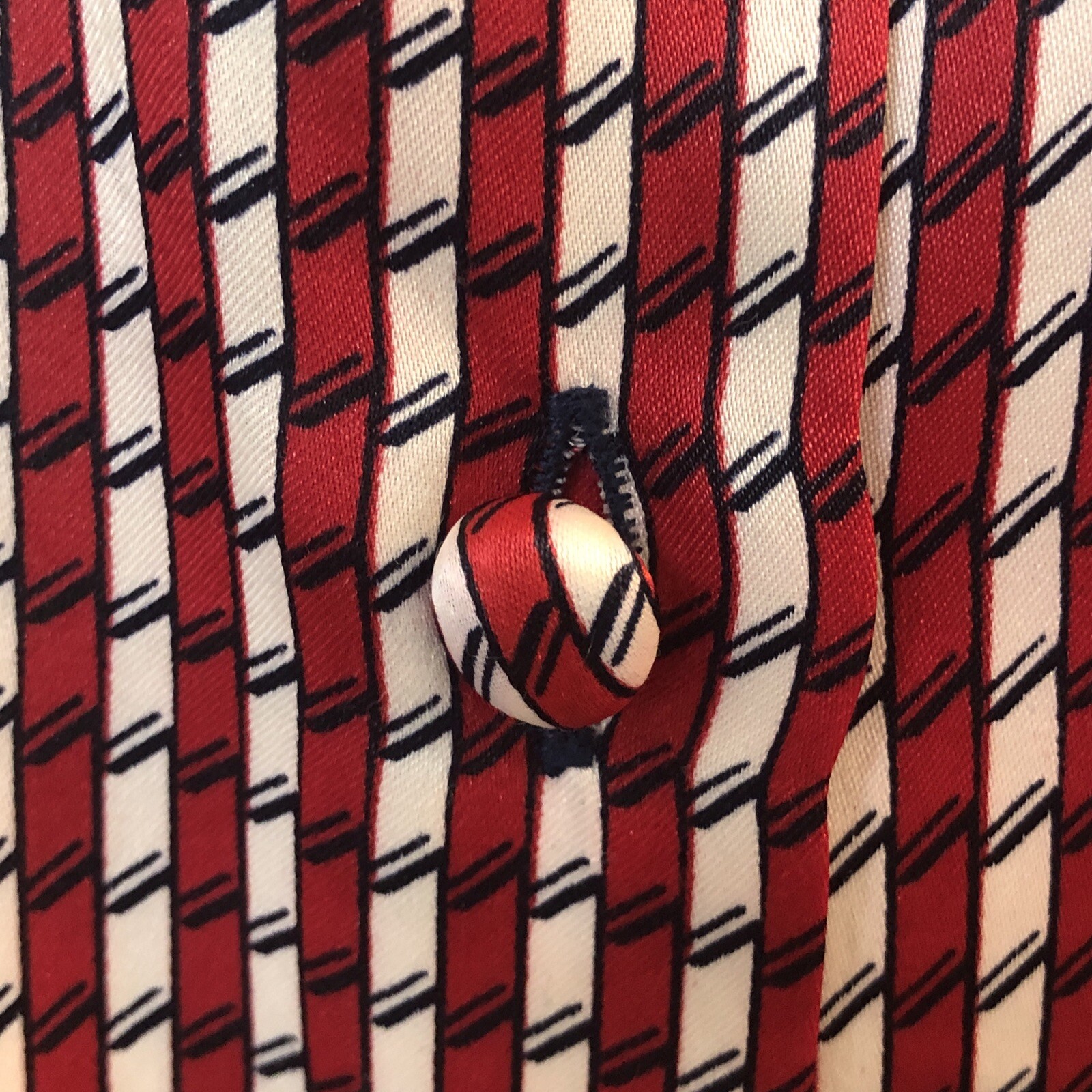Vintage 70s Style Red White Black Striped Collared Disco Blouse Shirt – Size 16W