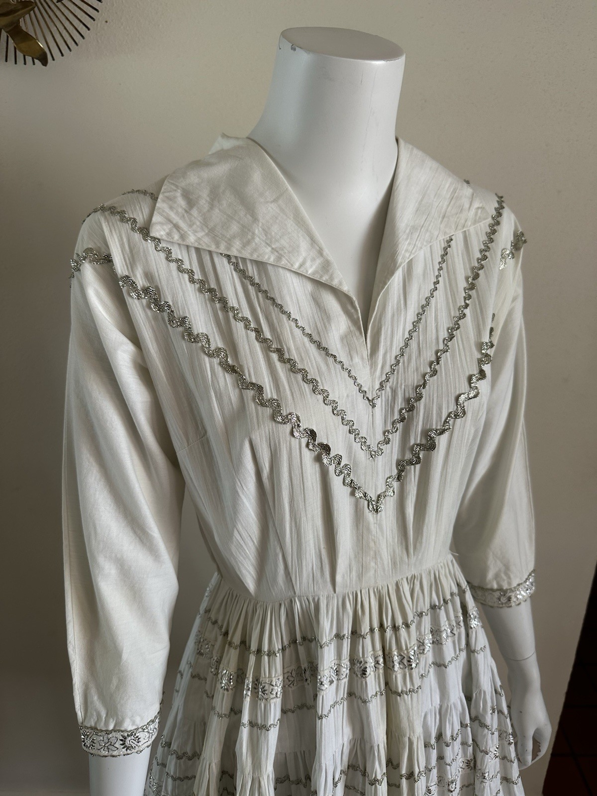 1950s Ric Rac Cotton Patio Dress Full Circle Western Rockabilly S Vintage