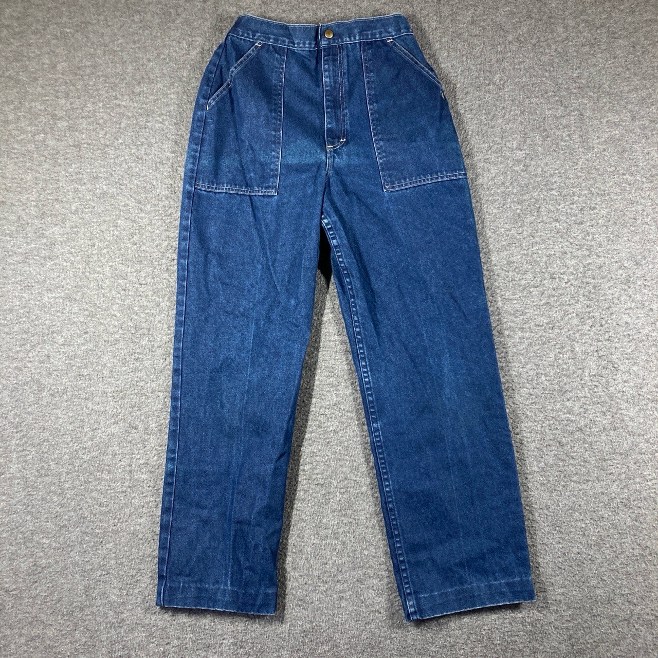 Vintage Sears Bareback Jeans Womens 12 Blue Denim High waisted Patch pockets