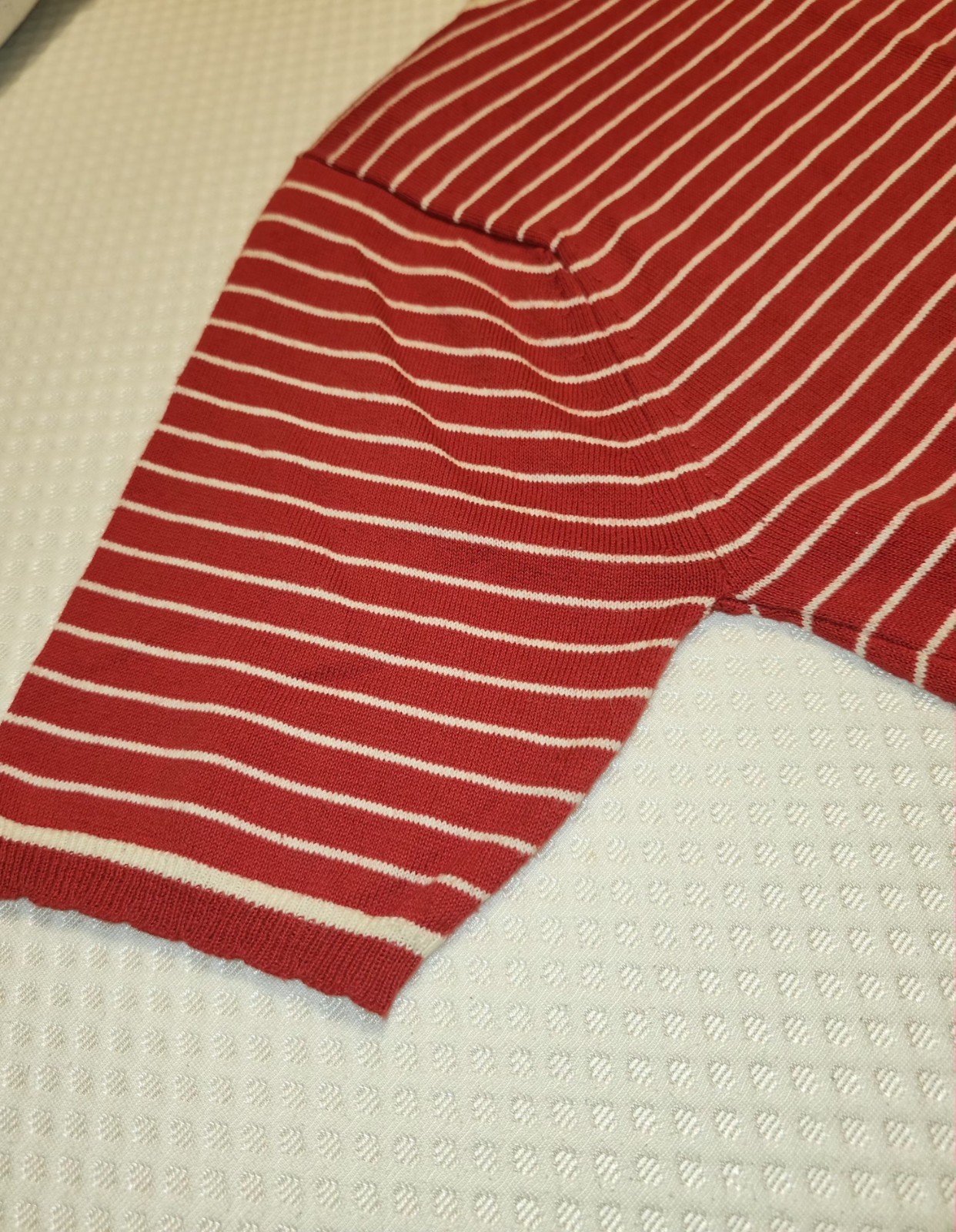 Vintage Geoffrey Beene Sportswear 100% Cotton M Knit Blouse Red White Stripe…