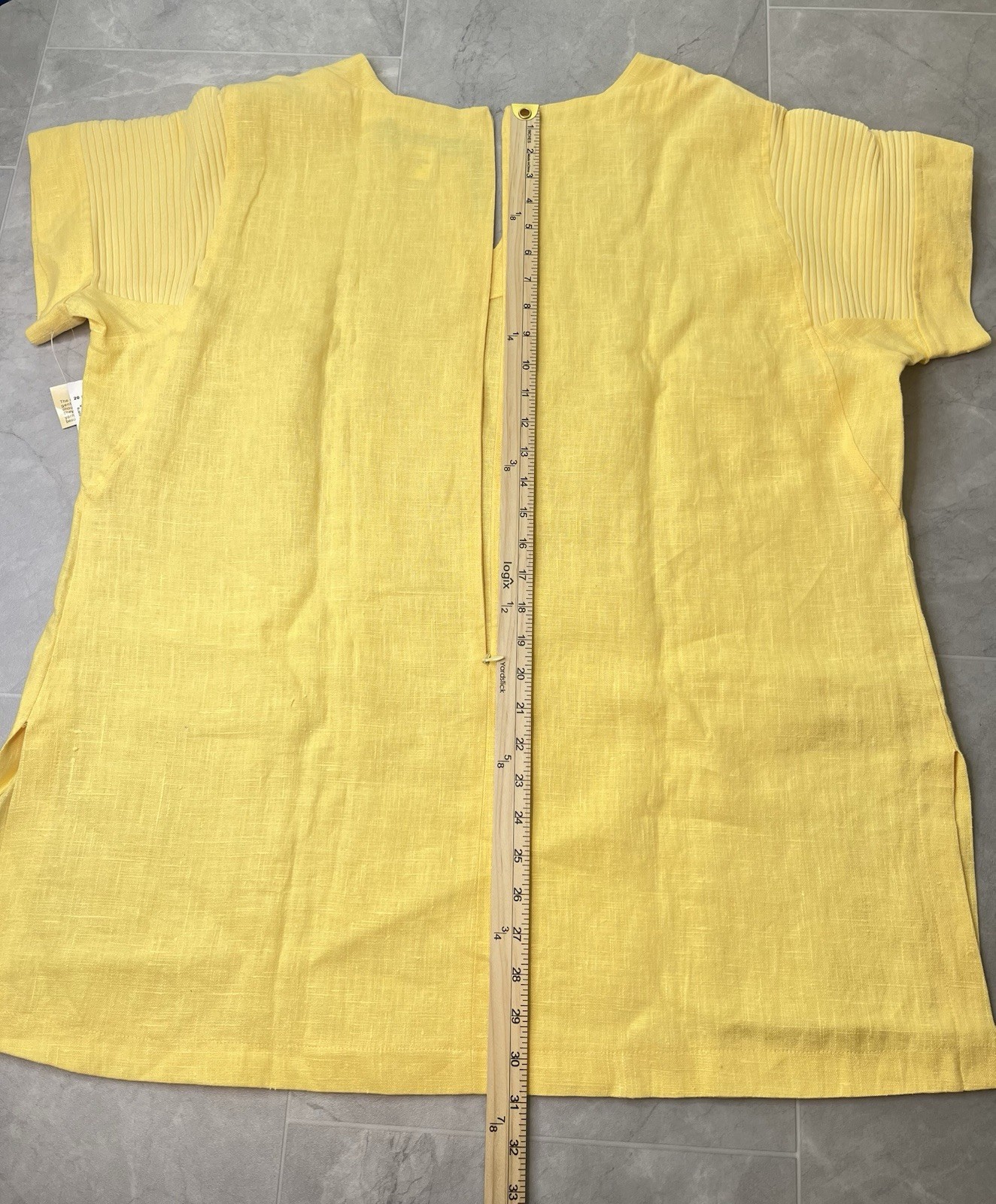 Harve Bernard by Benard Women’s Top Blouse Size 20W linen Back Zip Yellow New
