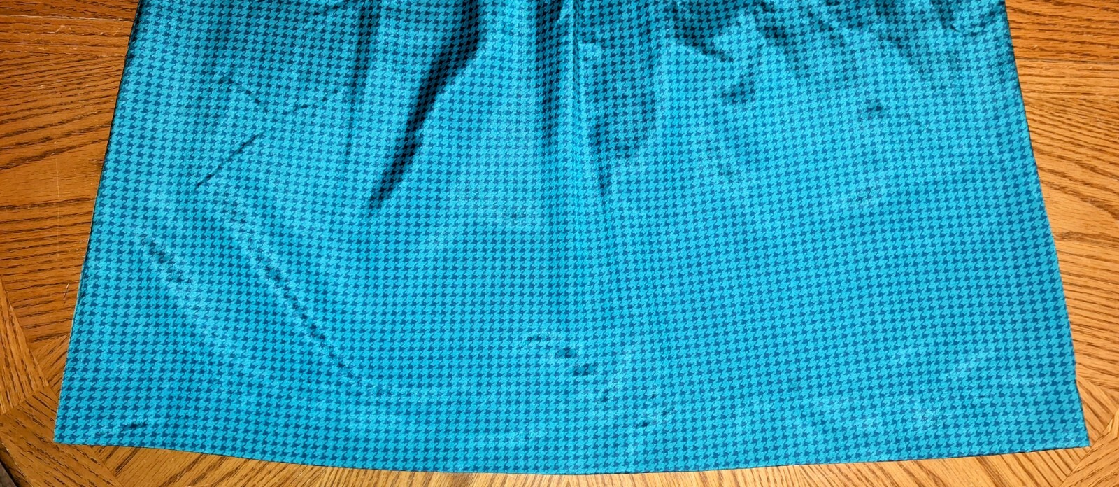 Vintage Dutchmaid Teal/Black Houndstooth 2-Piece Collared V-Neck Sz 40 Skirt Set