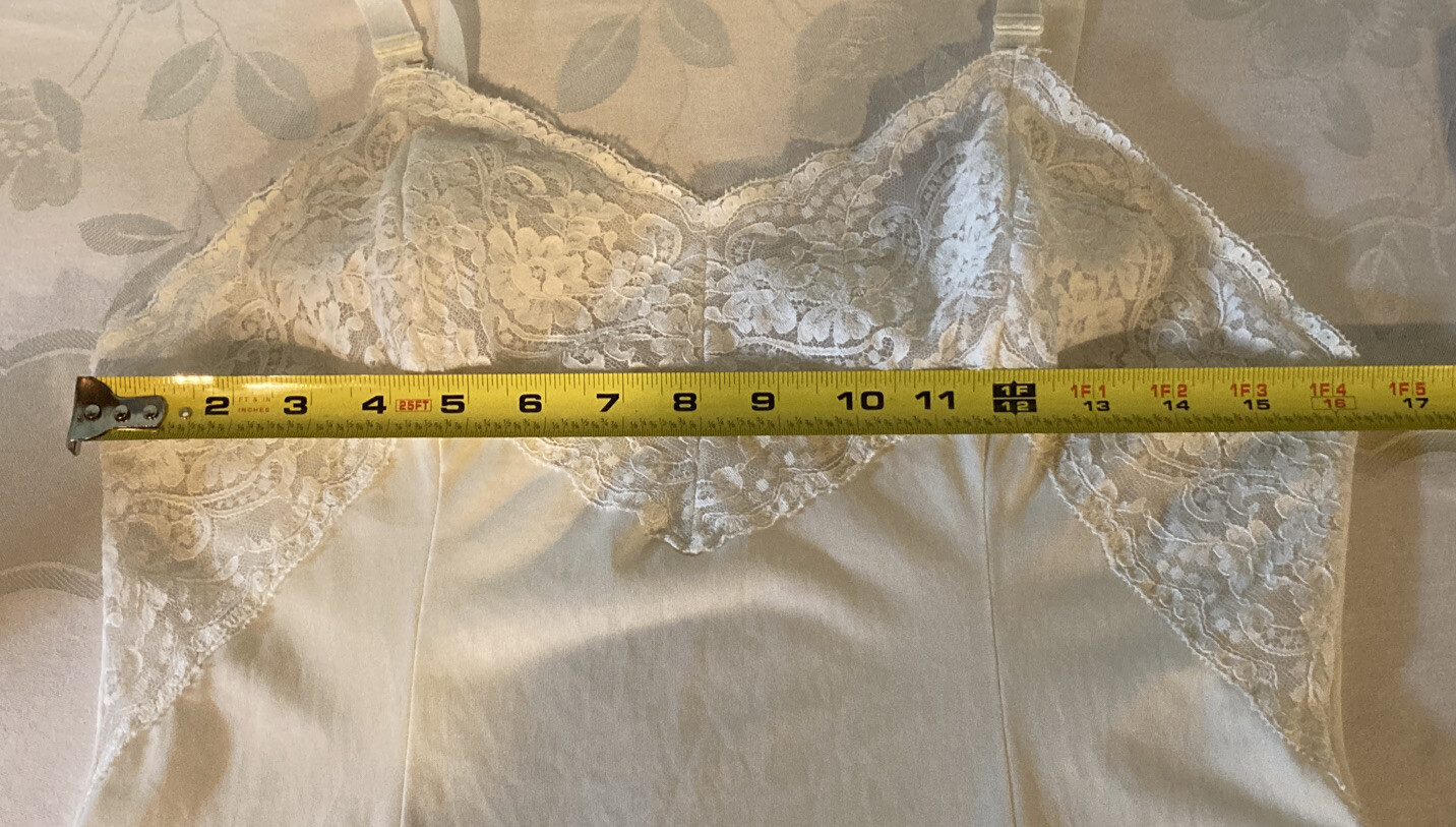 Vintage Wonder Maid Non Cling Ivory Full SLIP PIN-UP Size 36 Med see measurments