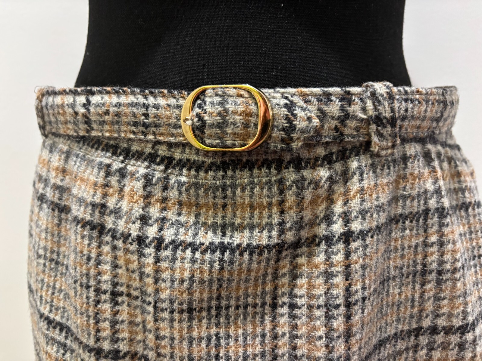 Vintage Prestige of Boston Houndstooth Maxi Skirt with Belt and Pockets Size 10