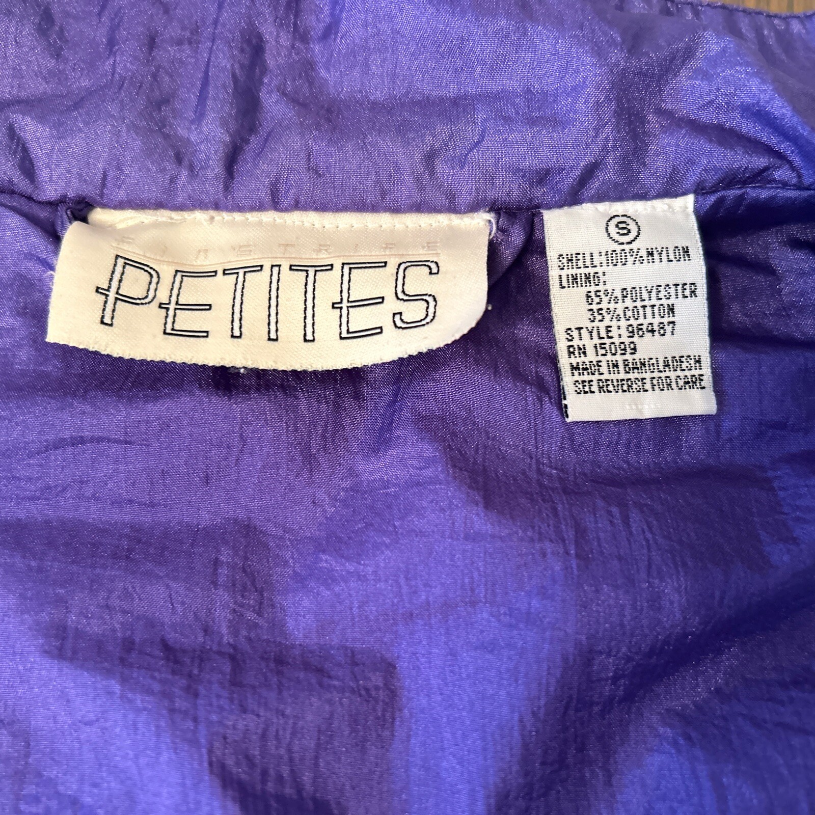 VTG 80s Windbreaker Tracksuit Jacket – Just For Petites Small-Purple Gold Quilt