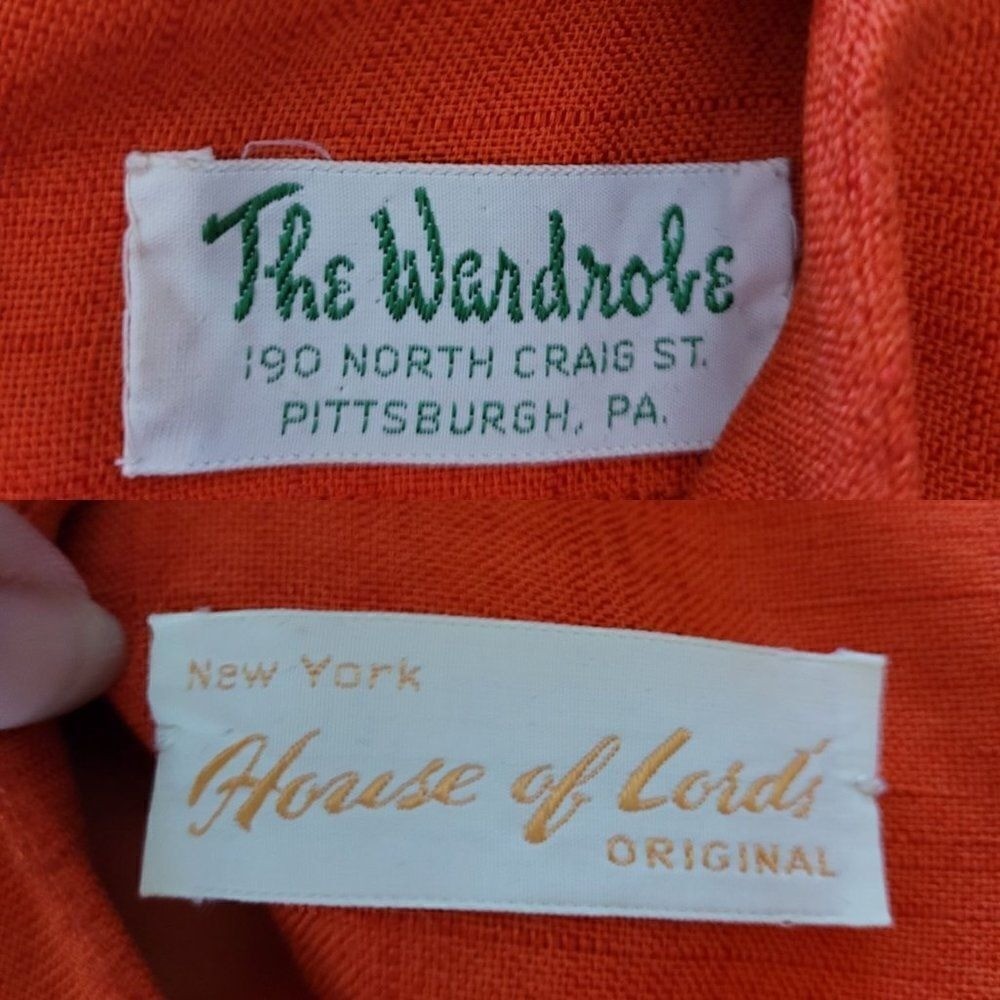 70’s Mod Brady Bunch Handmade Hostess Dress Sz S Pockets Orange Mad Men Office