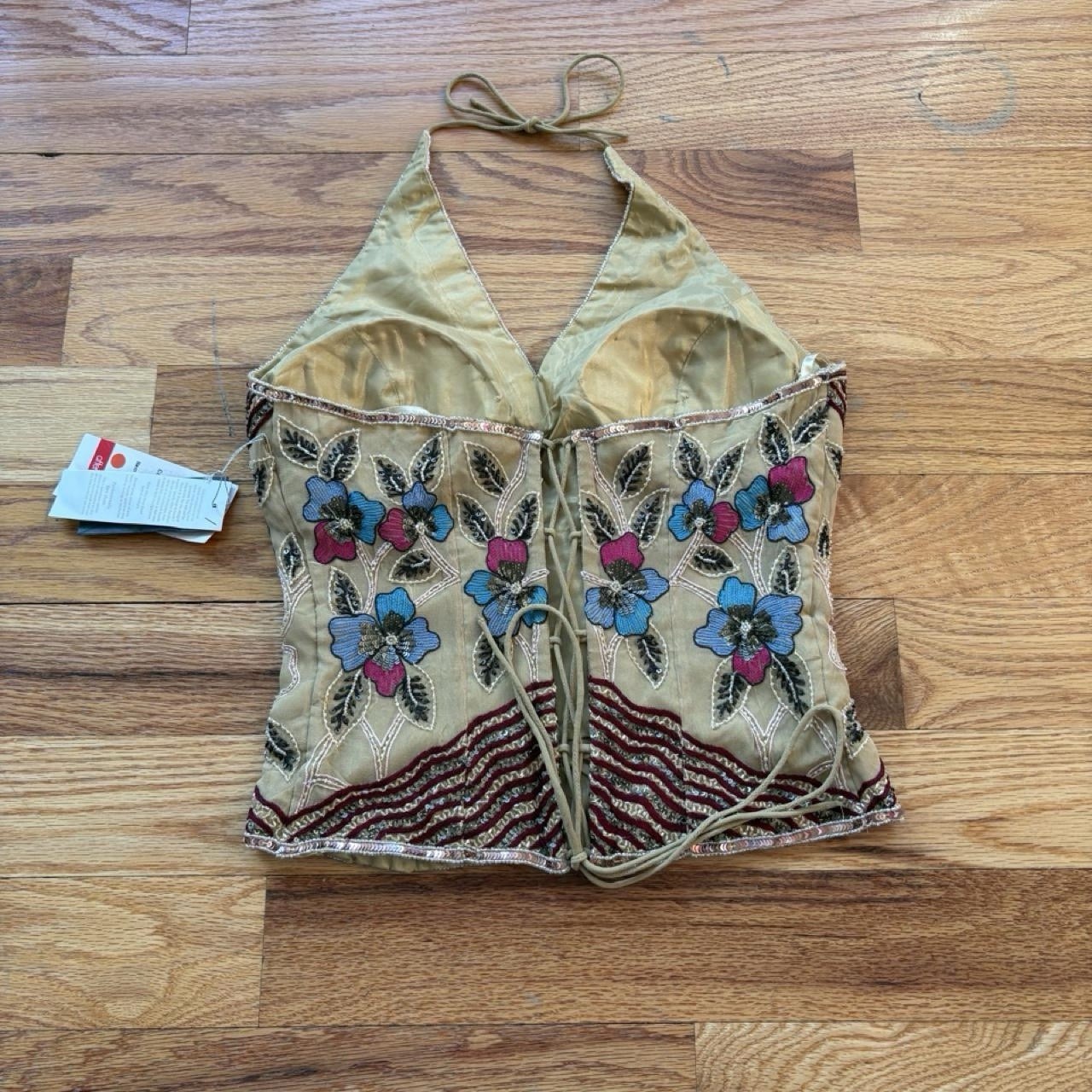 Y2K aftershock beaded halter corset | Deadstock Fairycore Boho Size m