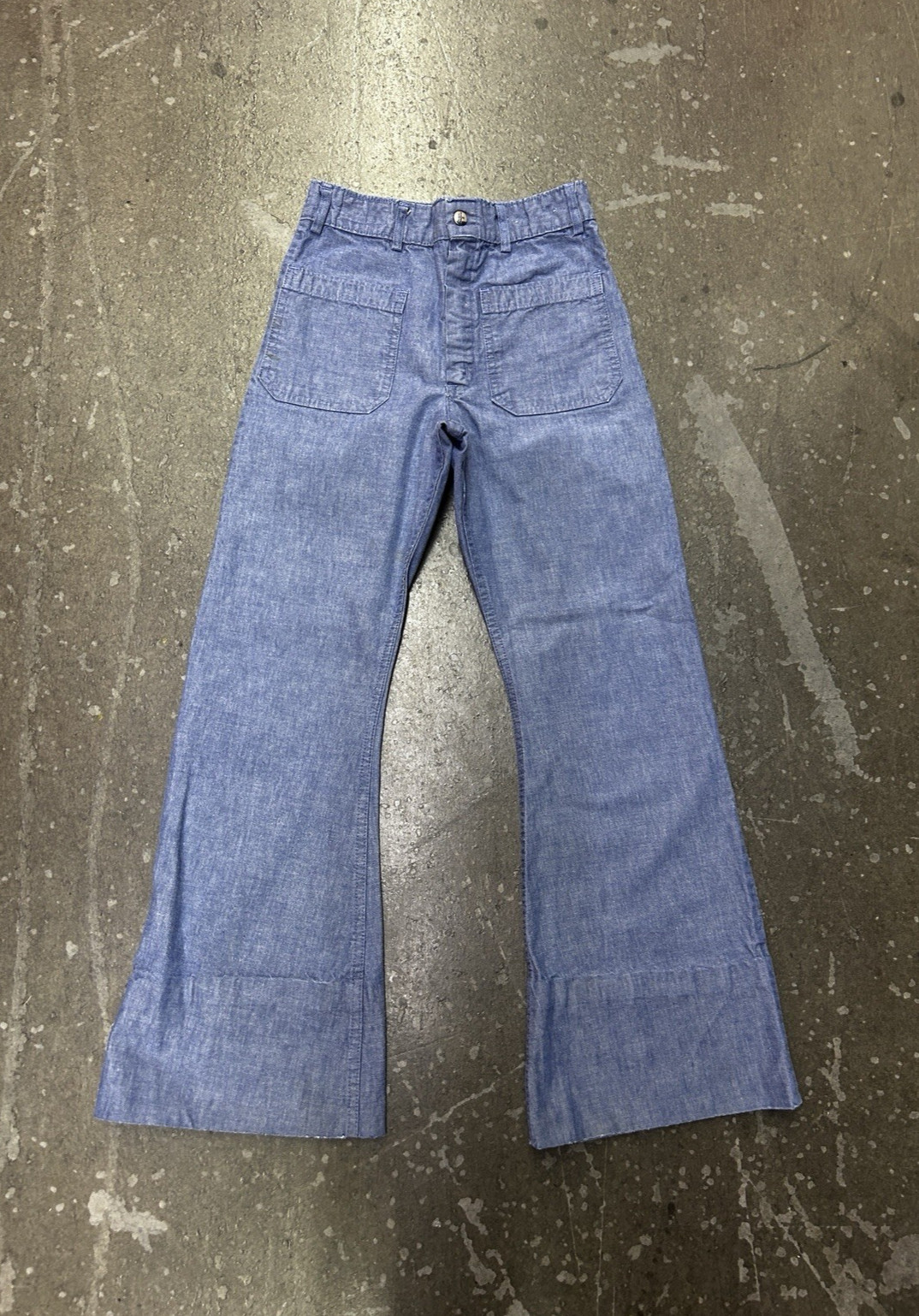 Vintage 70s US Navy Seafarer Bell Bottom Denim Dungarees High Rise 24×28