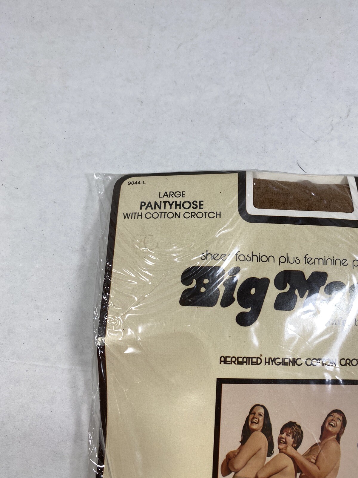 Vintage Big Mama Pantyhose Size Large Beige Beigetone New Sealed 1980 Cotton Cro