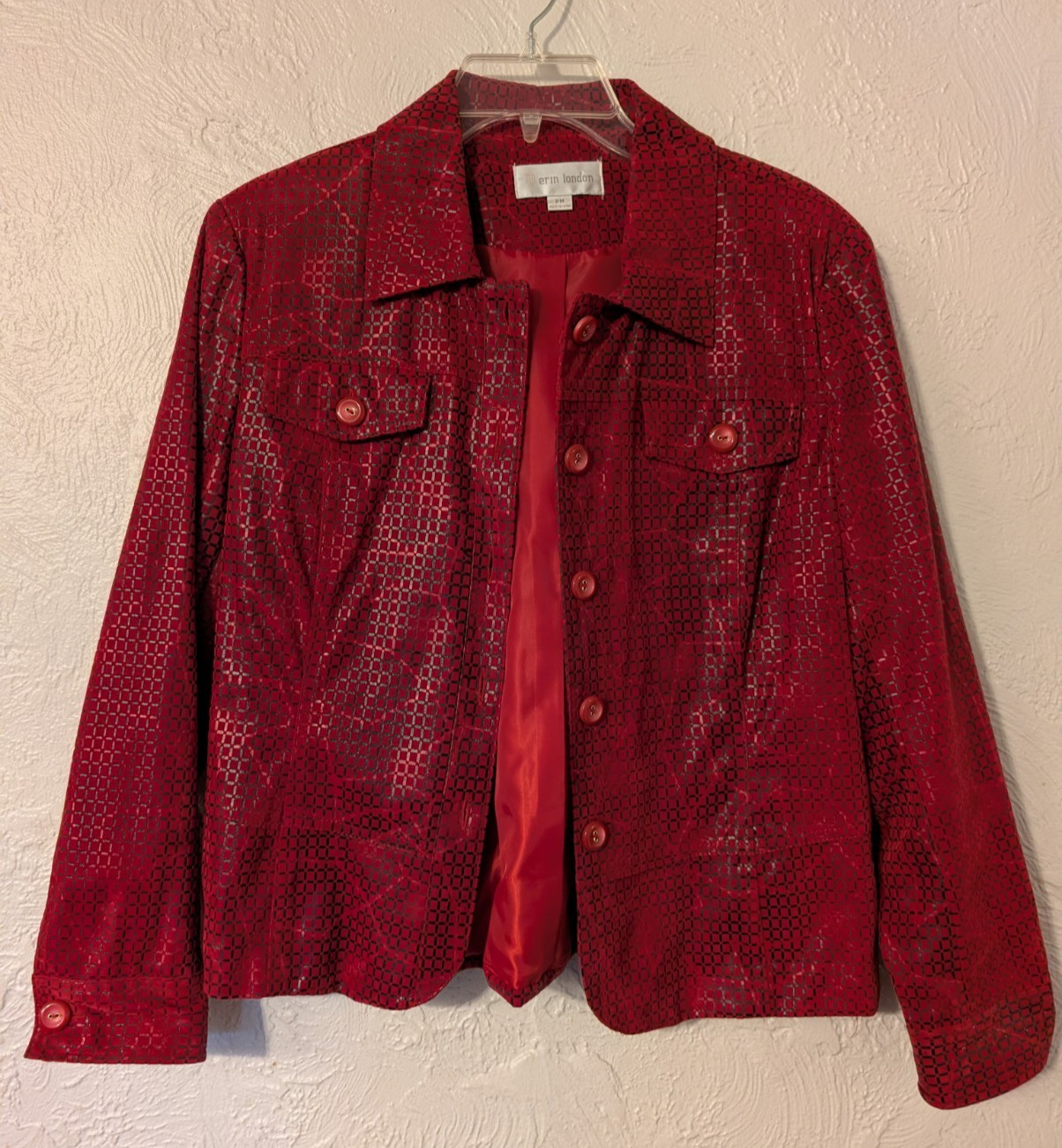 Vtg womens jacket PM (petite medium), red and black ERIN LONDON