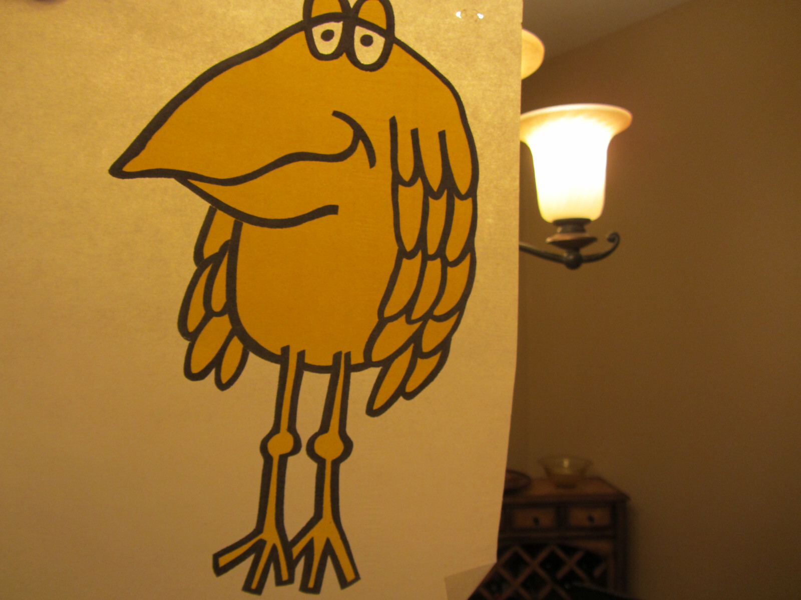 WEIRD YELLOW BIRD vintage 70s iron on t shirt transfer full size