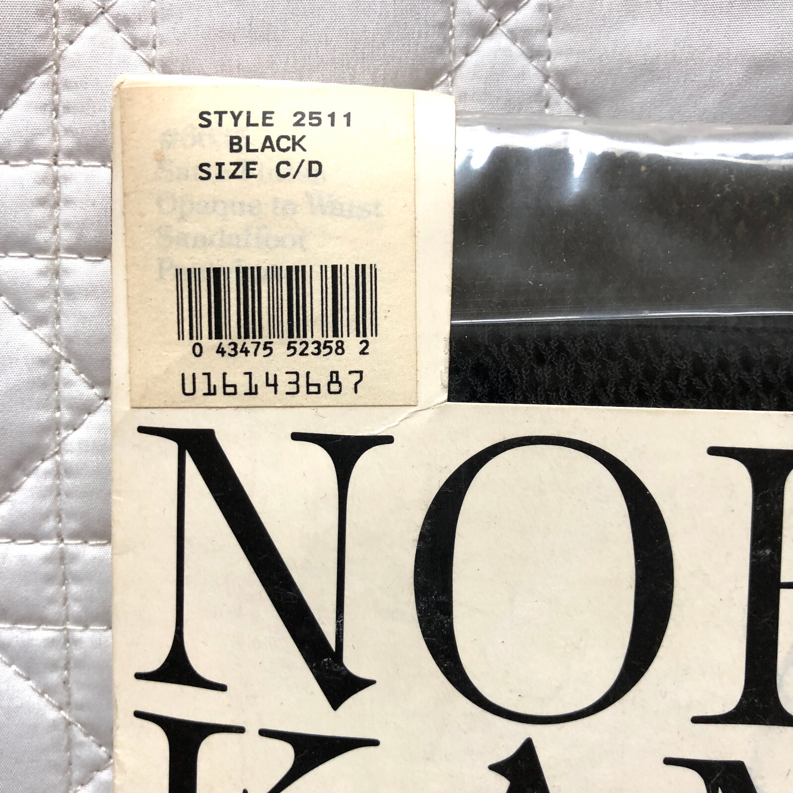Norma Kamali Panty Hose Black Fishnet Sz C/DS Sandalfoot NEW Opaque Vtg 1980s