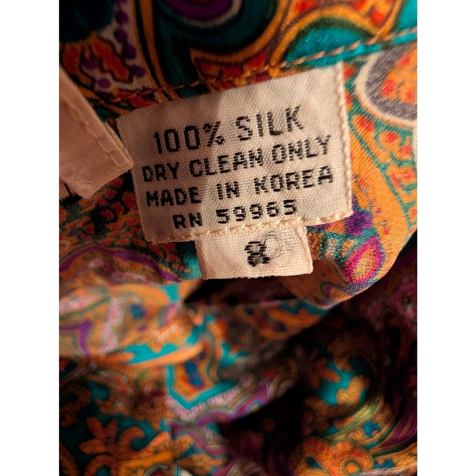 Vintage 90s Silk Paisley Blouse Size 8 Jewel Tone Boho Luxe Button Front Top