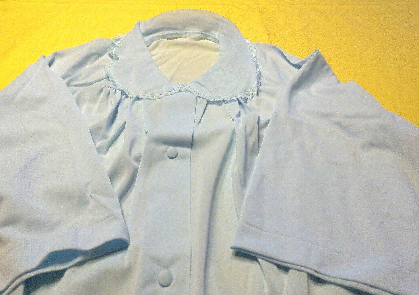 NWT Shadowline blue lace peignoir lingerie negligee robe nylon bathrobe lounging