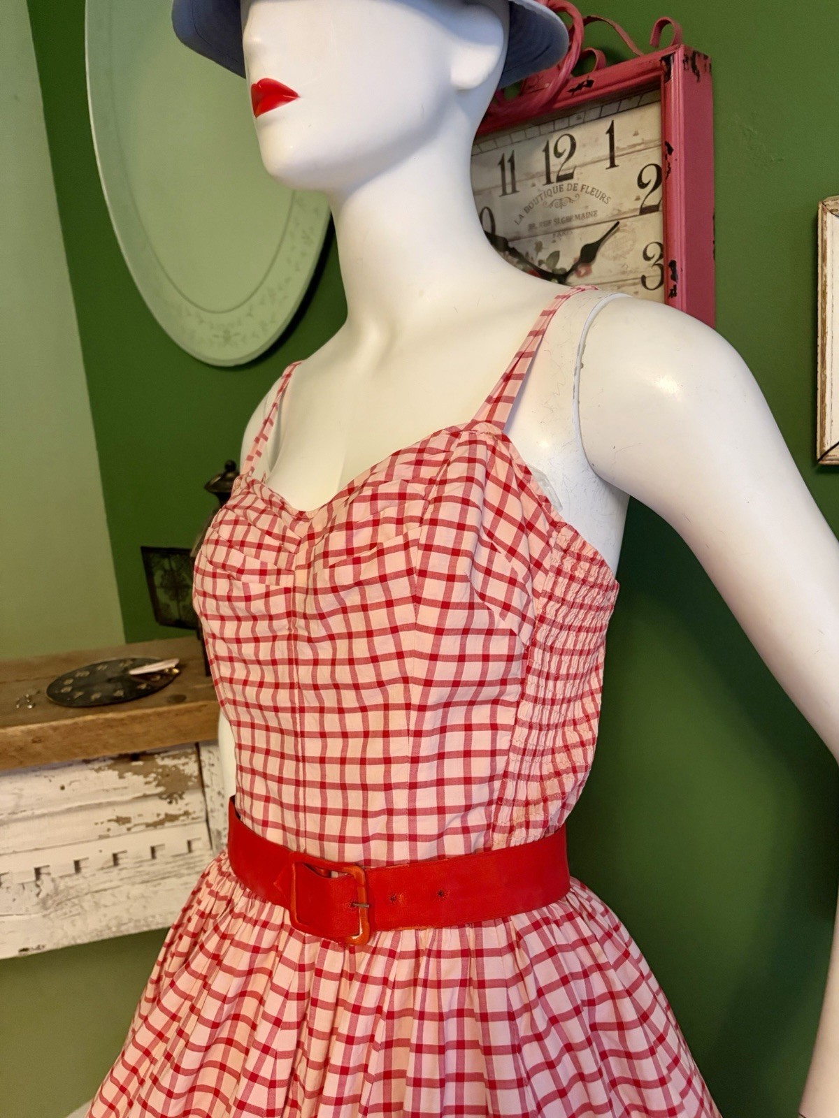 Kahala Bullocks W. Hawaii Plaid 50’s Rockabilly Picnic Pinup XL SunDress w Tulle