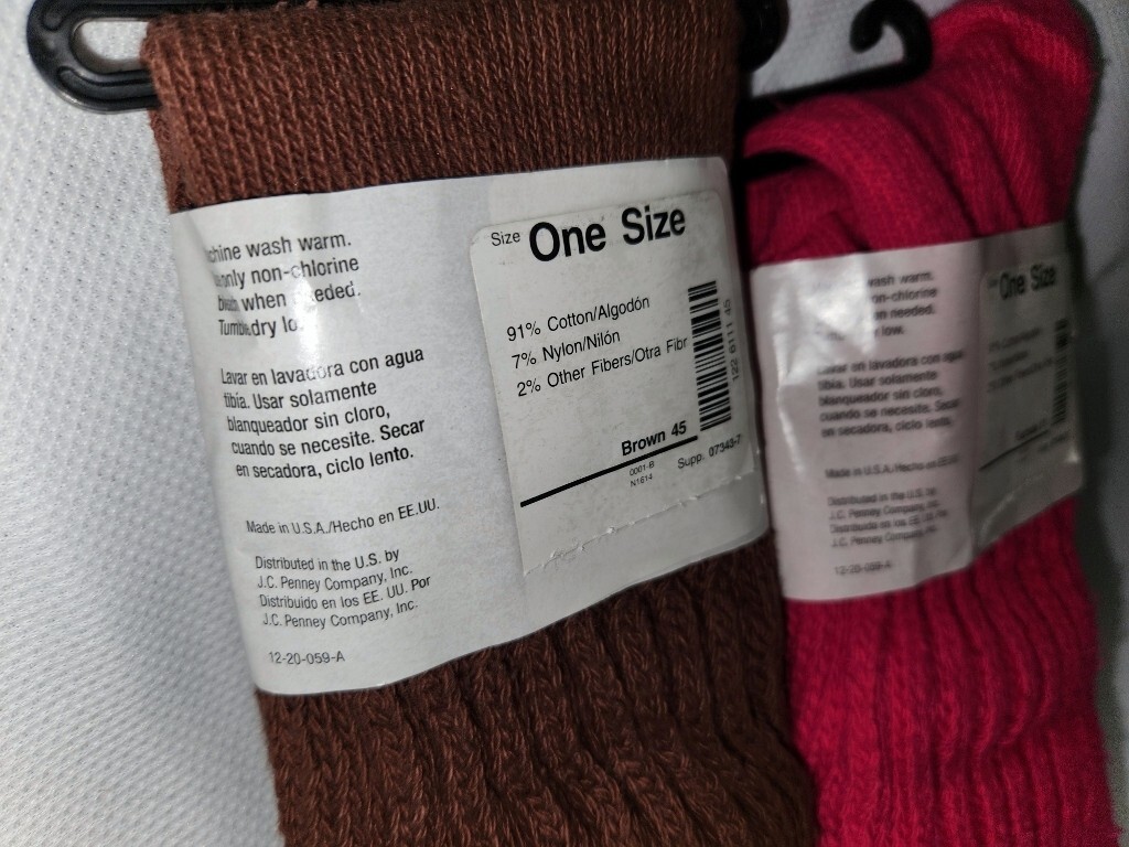 VTG 90’s 2 Pr Thick Socks JCP Slouch Brown Hot Pink Shoe Size 4/10 Yarnworks
