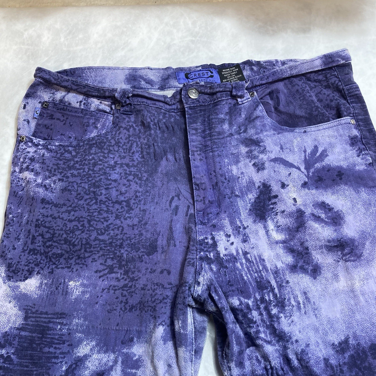 VTG Purple Crest Denim Jacket Jeans Set 90s Stretch Sz 2X -20 Acid Wash Urban
