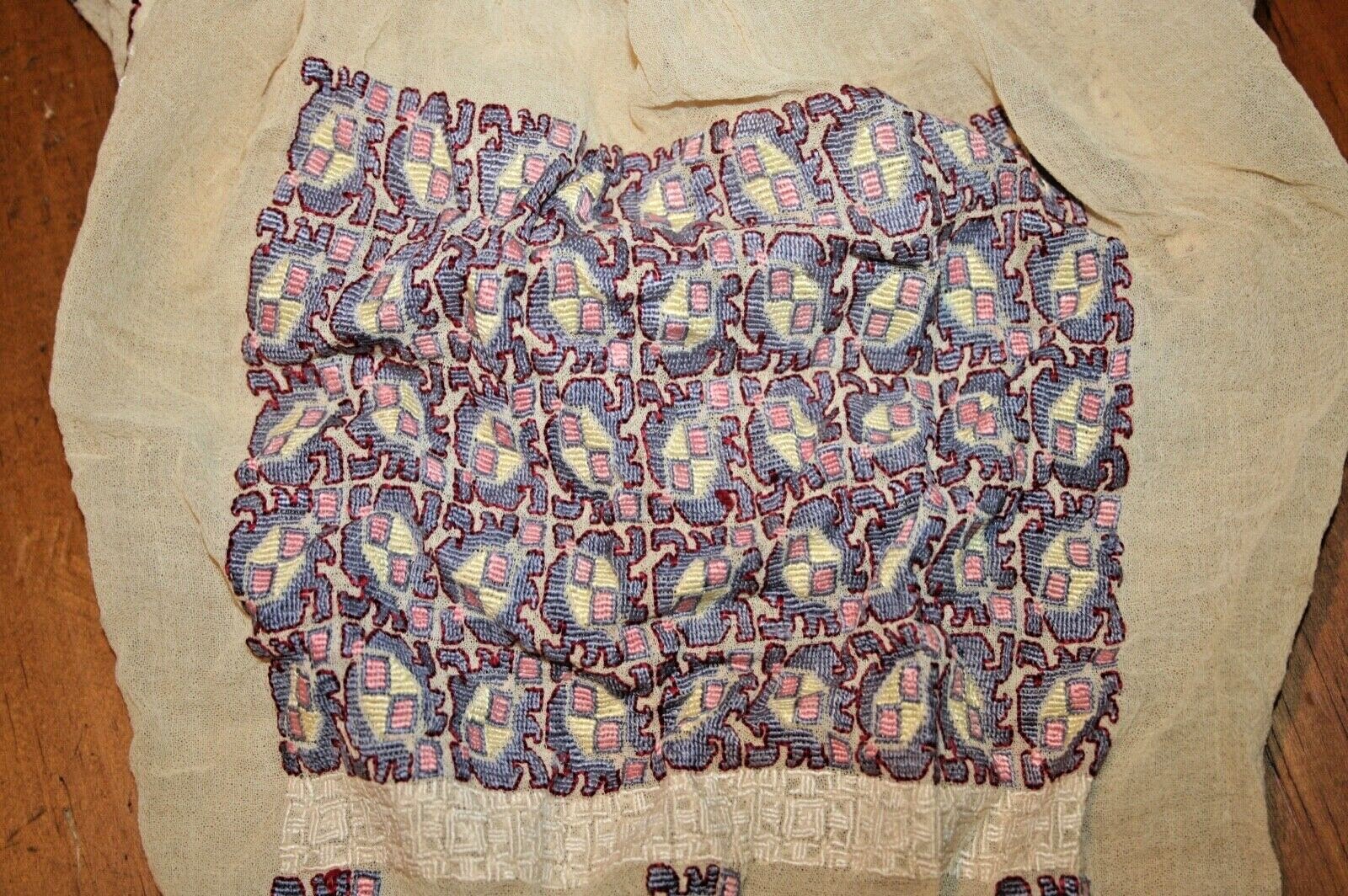 Vtg Silk Embroidered Hungarian Romanian Chiffon Gauze Sheer Peasant Blouse Boho