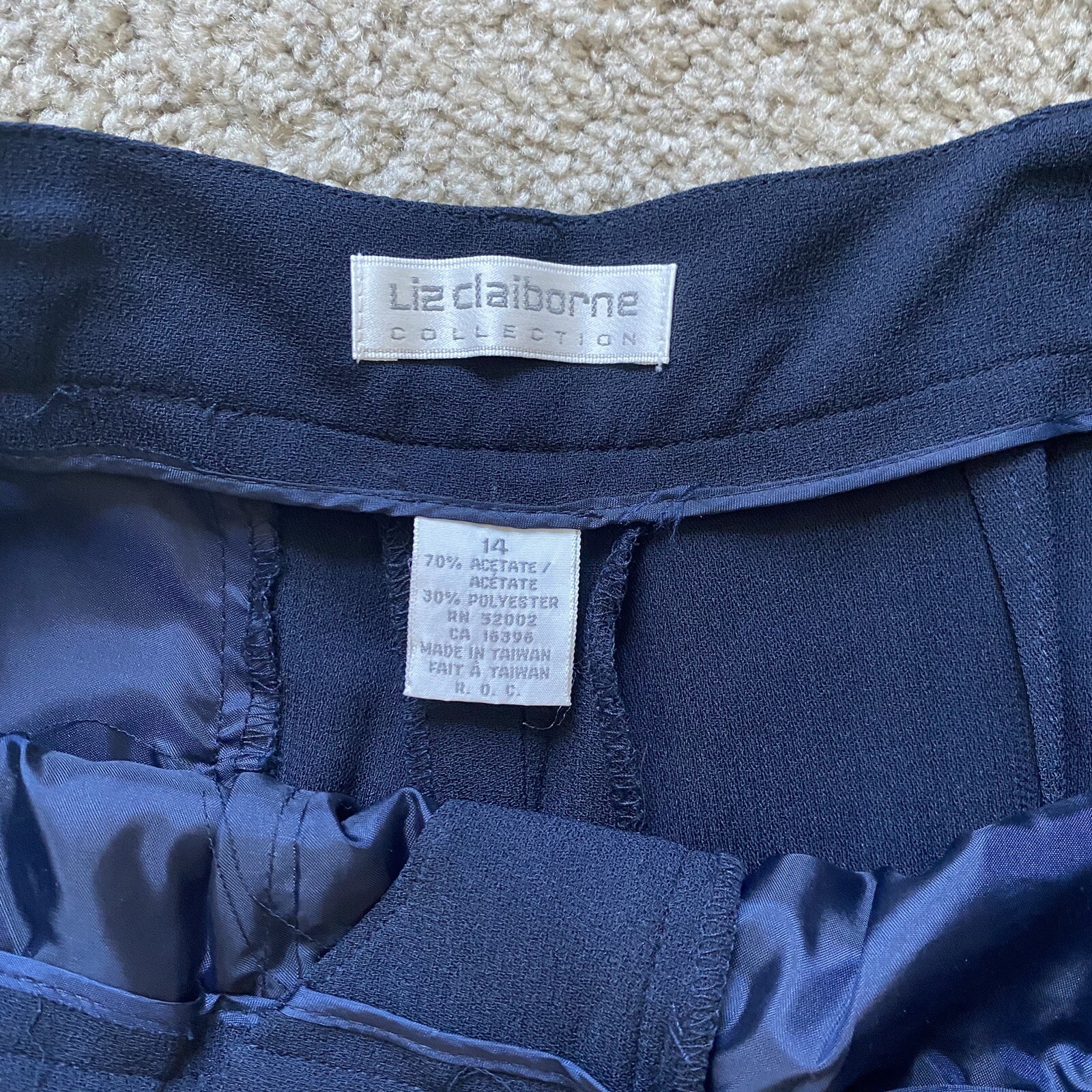 NWT ~ VTG ~ 1980s ~ Liz Claiborne ~ Navy French Finesse Pant ~ Pleated ~ Size 14