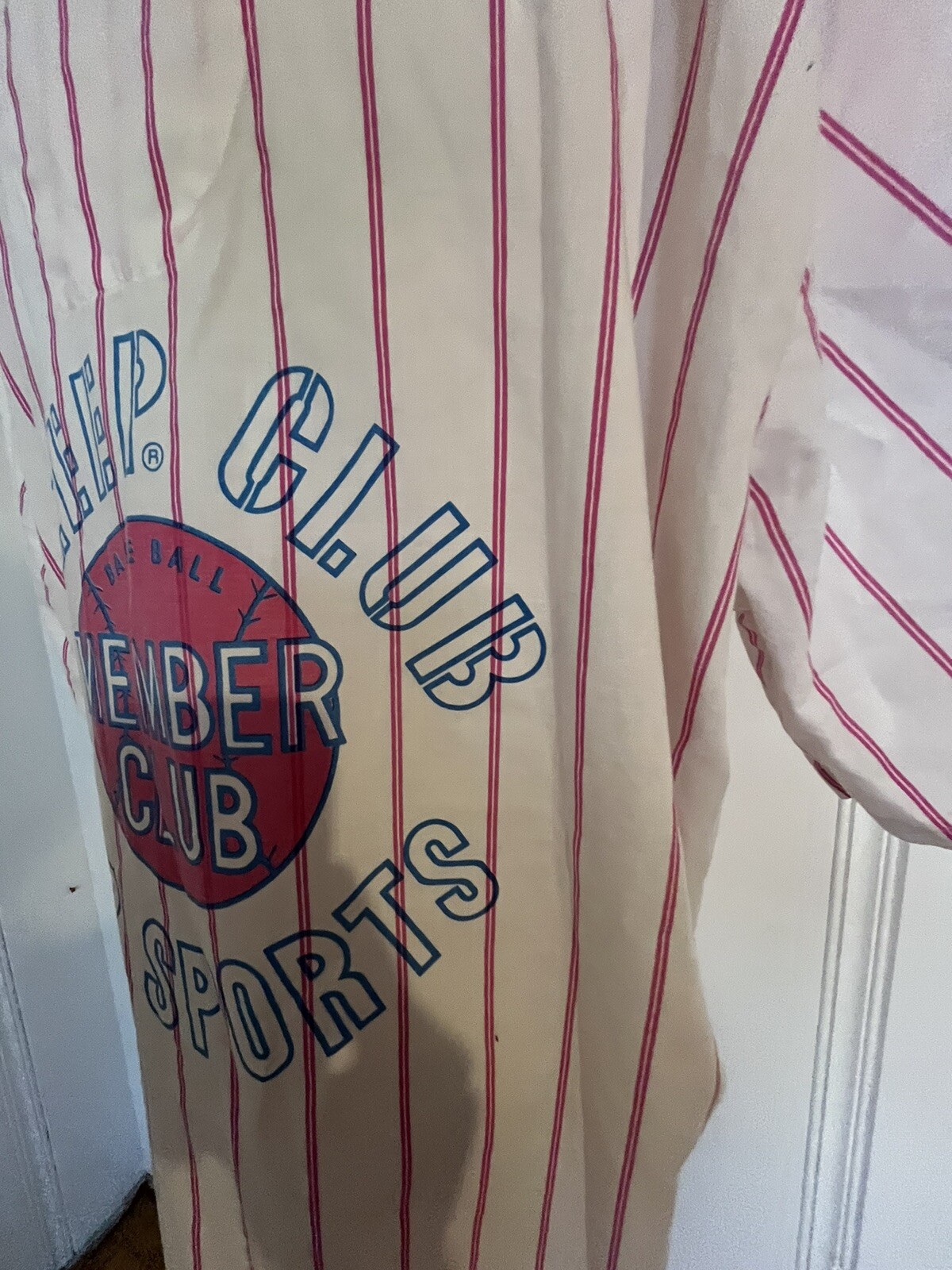 Vintage 90s Esleep Shirt One Size Fits All Baseball Pink Striped Baseball