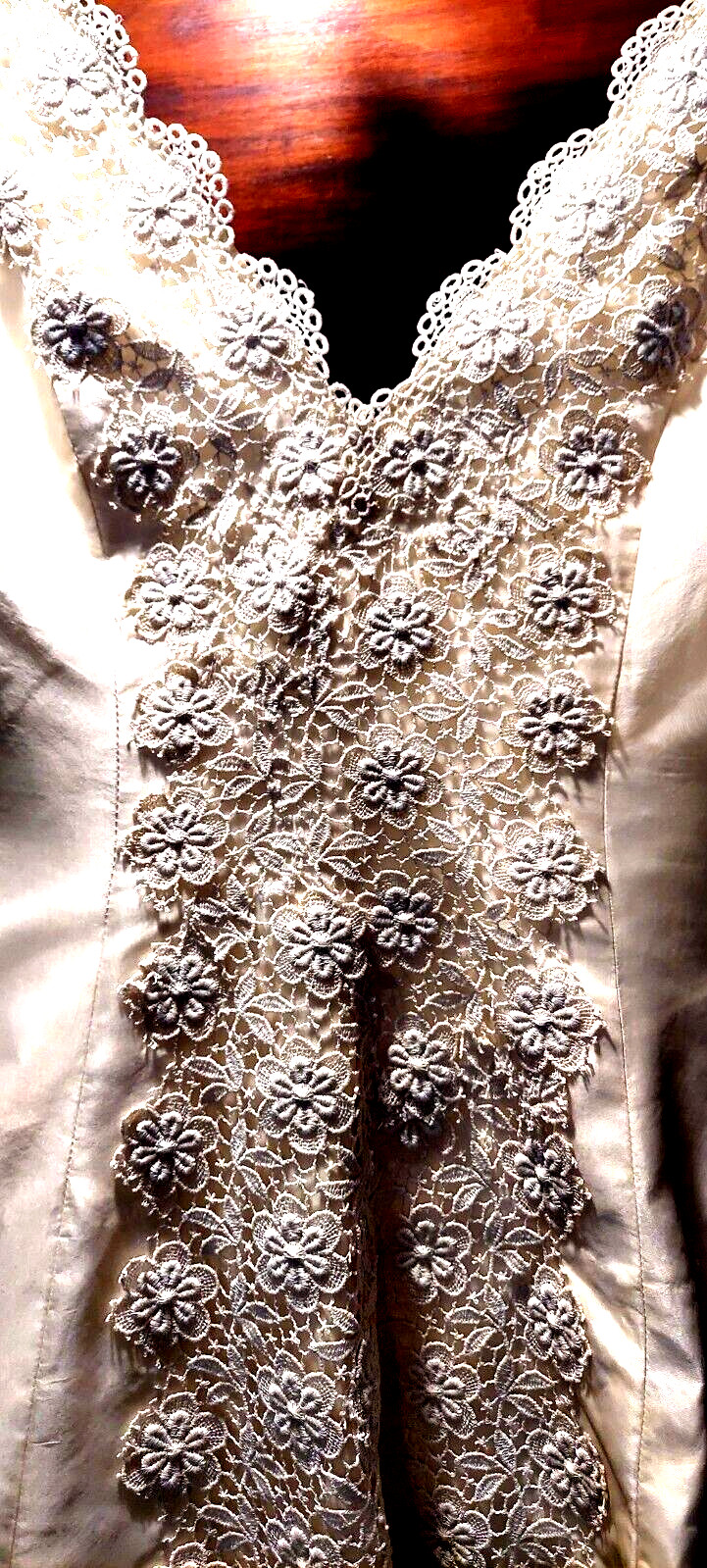 Beautiful Vintage Custom Handmade-Made Wedding Dress with Train – size S