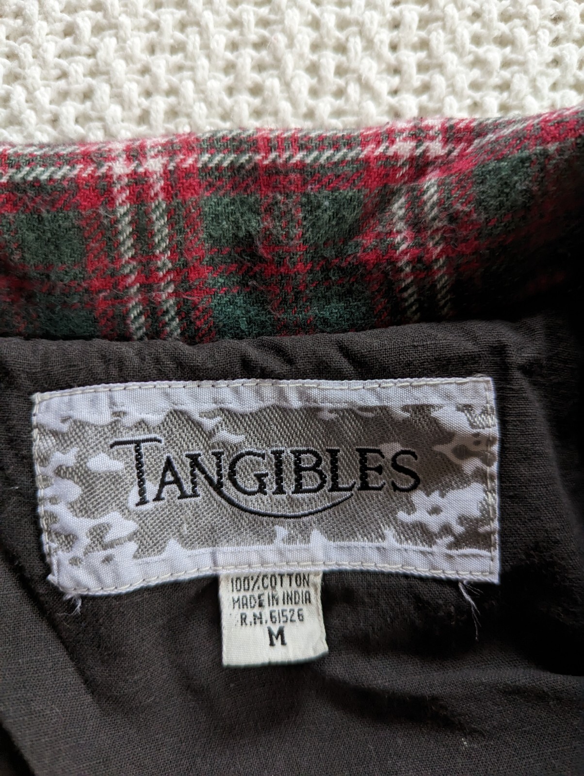 VTG Tangibles Shirt Jacket Blazer 1 Button Front Red Plaid Flannel Womens Medium