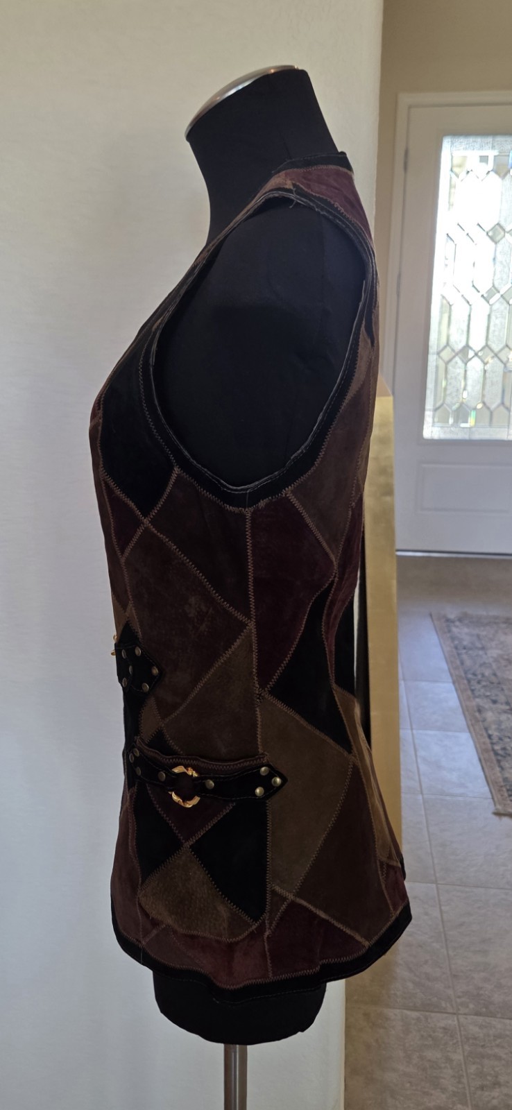 Vintage 70’s Cordoba Patchwork suede Vest W Horse Bit Closure Medium
