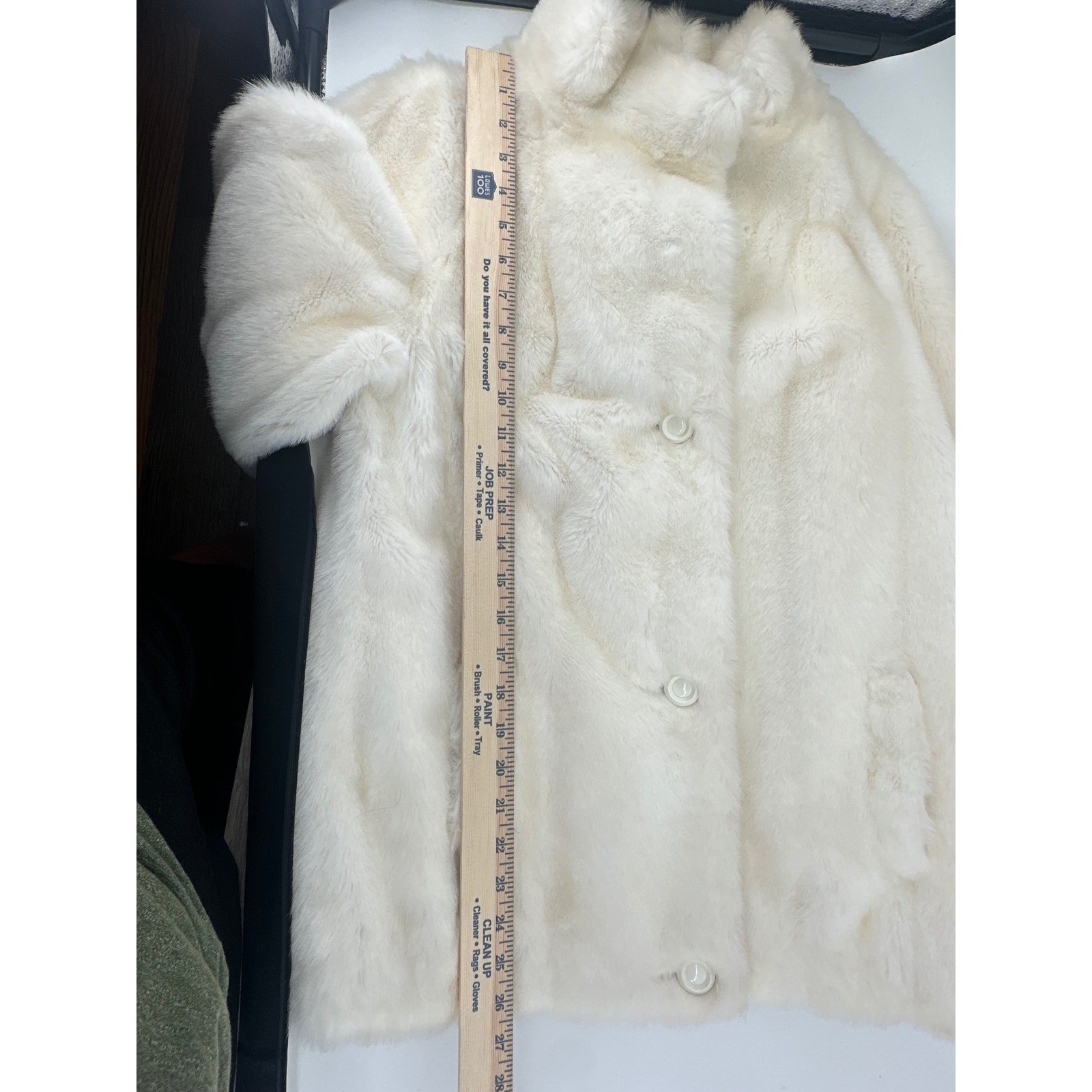 Vintage Gino Rossi Tissavel France Faux Fur Jacket Cream Made in England Women