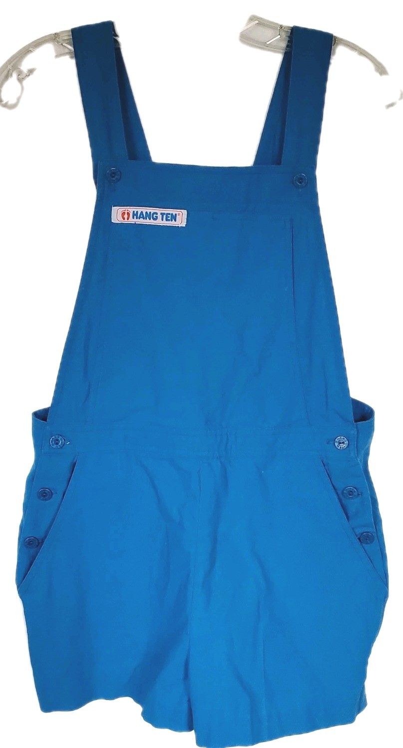 Vintage 70s 80s Hang Ten Shortalls Surf Style Bib-Front Overalls Approx S/XS