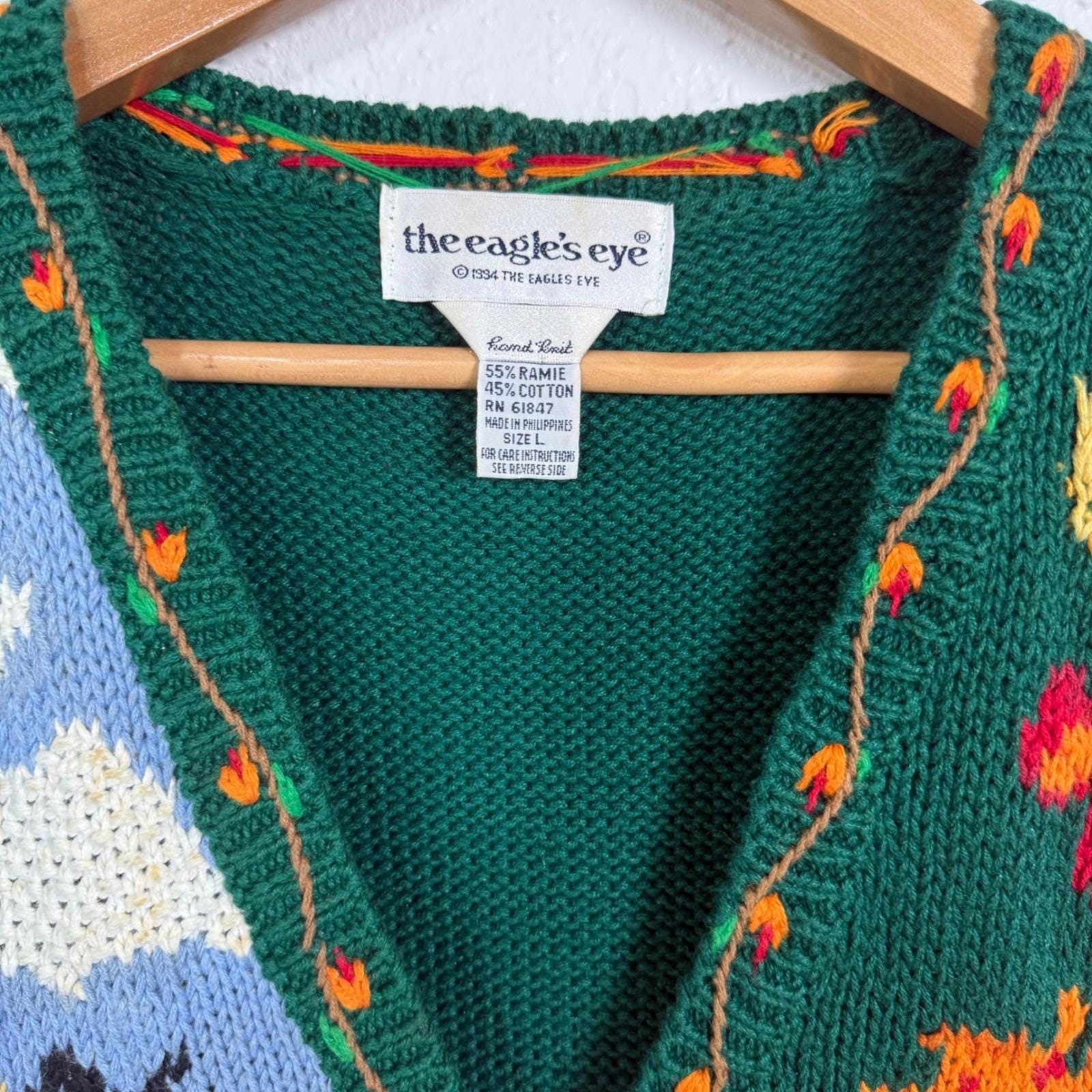 The Eagle’s Eye Large Sweater Vest Knit Harvest Farm Pumpkin Grandmacore Ramie