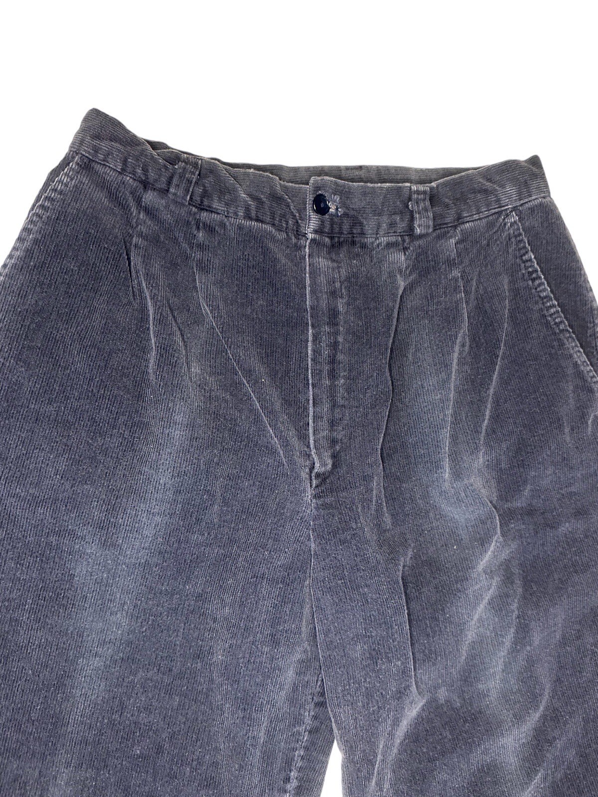 Vintage String Bean Women’s Pants 26×31 Navy Blue Corduroy High Waist Pleated