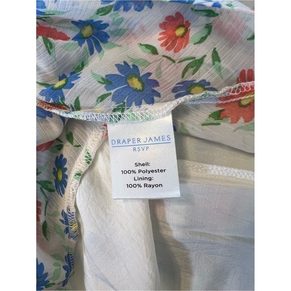 Draper James RSVP Floral Smocked Tiered Maxi Dress Ivory Blue Orange Large VGUC
