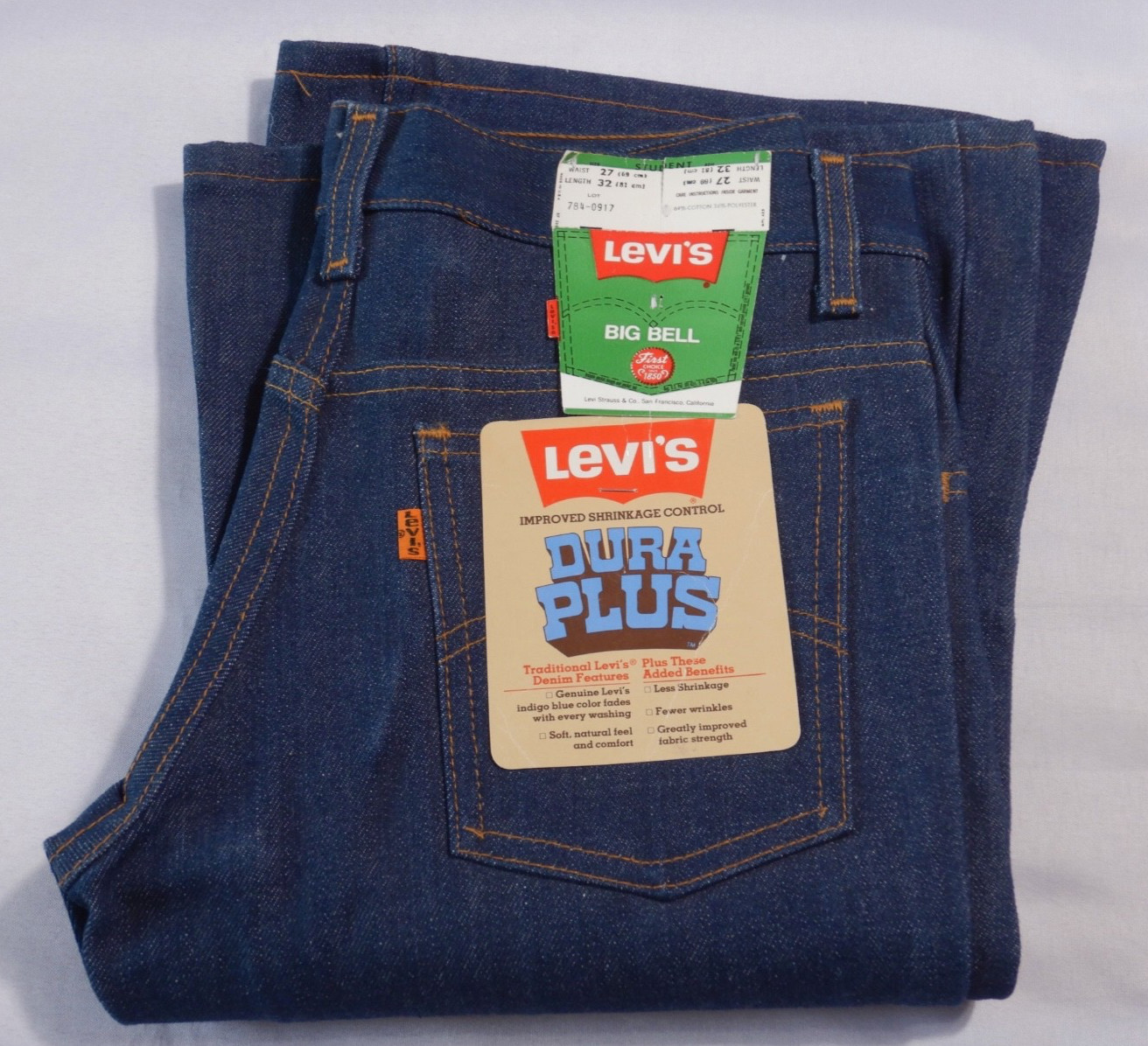 Vintage DEADSTOCK 1970s Levi’s 784 684 Bell Bottom Jeans MADE IN USA 27 X 32