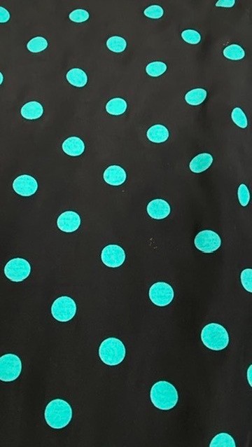 Vintage 1980s black polka dot suit L top pencil skirt set 3/4 sleeve teal jacket