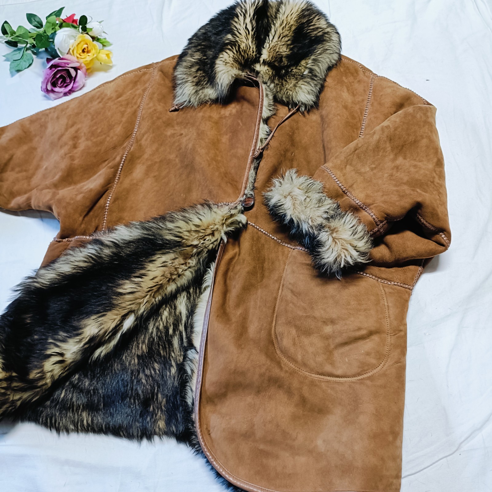 0815 Vintage Real Sheepskin sheep Fur Mouton Mongolian Coat Women