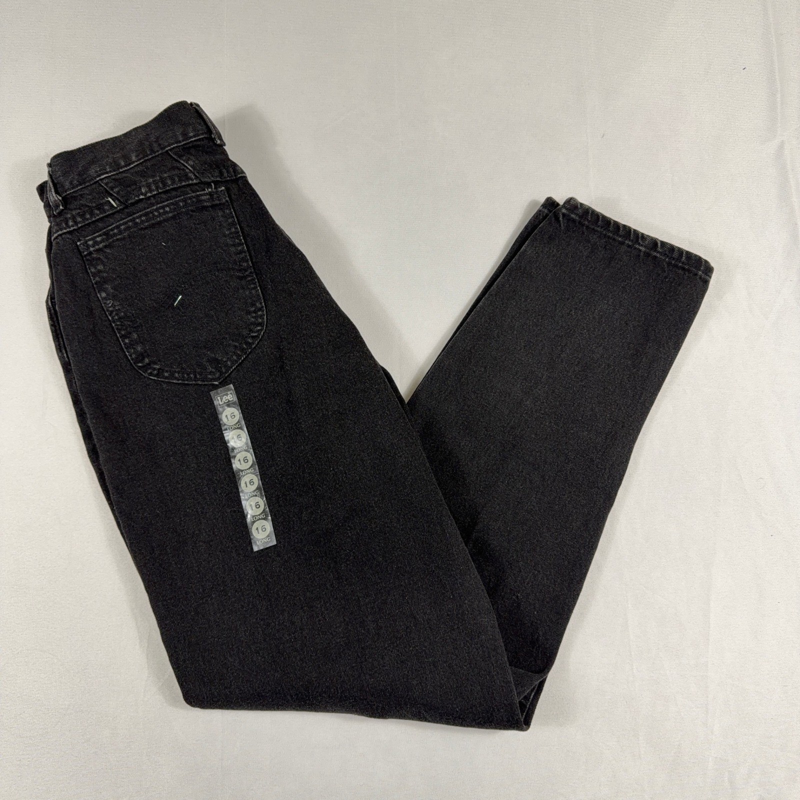 Lee Riders Vintage High Waisted Mom Jeans Tapered Leg 16 Long Black NWT USA
