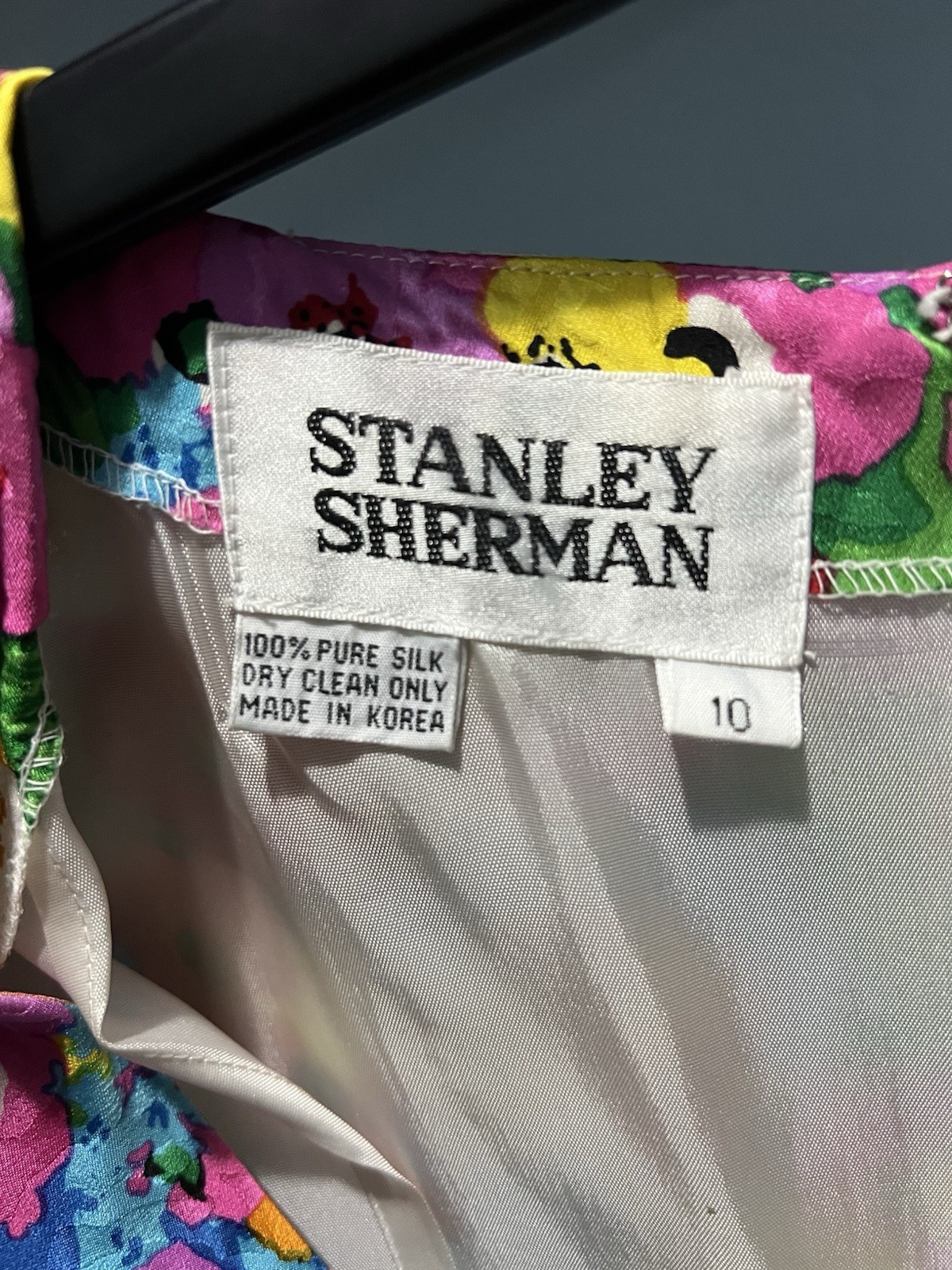 100% Silk Floral Vintage Dress Stanley Sherman Size 10