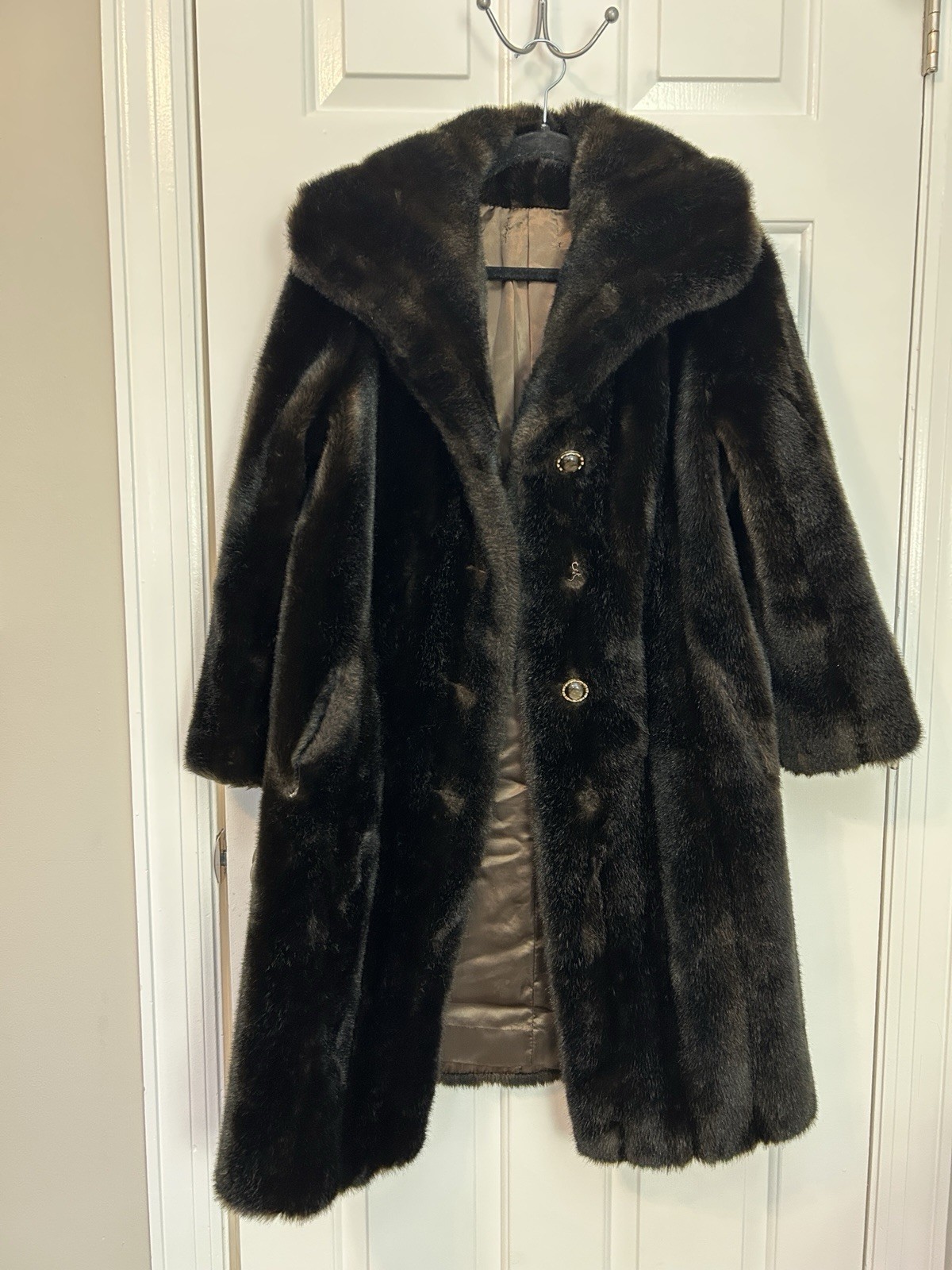 Vintage Urgo Paris Tissavel France 100% Acrylic M/L Faux Fur Coat FLAWS NO BELT