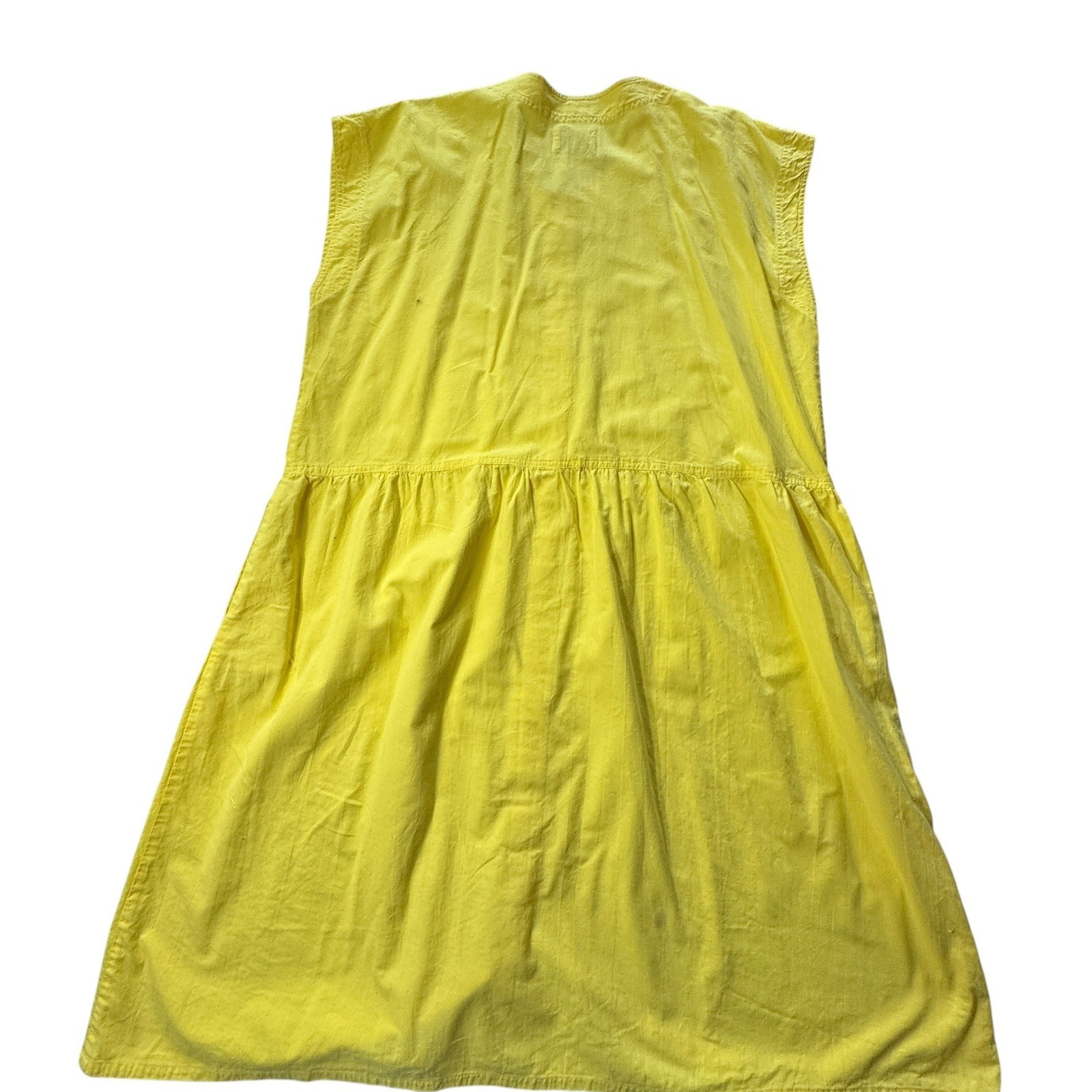 Vintage 80s Pastel Button Down Dress Womens Large Yellow Sleeveless Midi