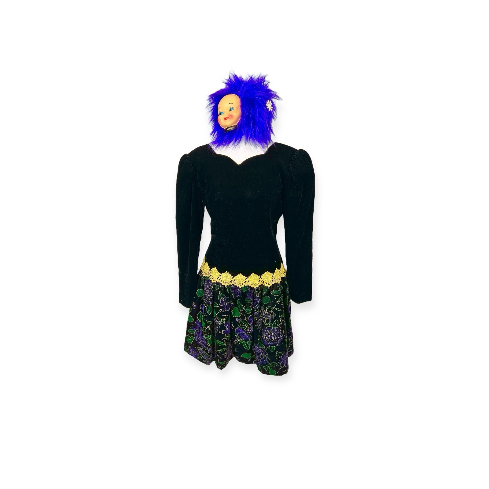 Scott McClintock 8P Prom Cocktail Dress Painted Velvet Whimsigoth Victorian Vamp