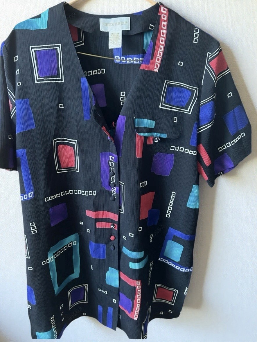 Vintage Christie & Jill Black Button Up Blouse. Medium