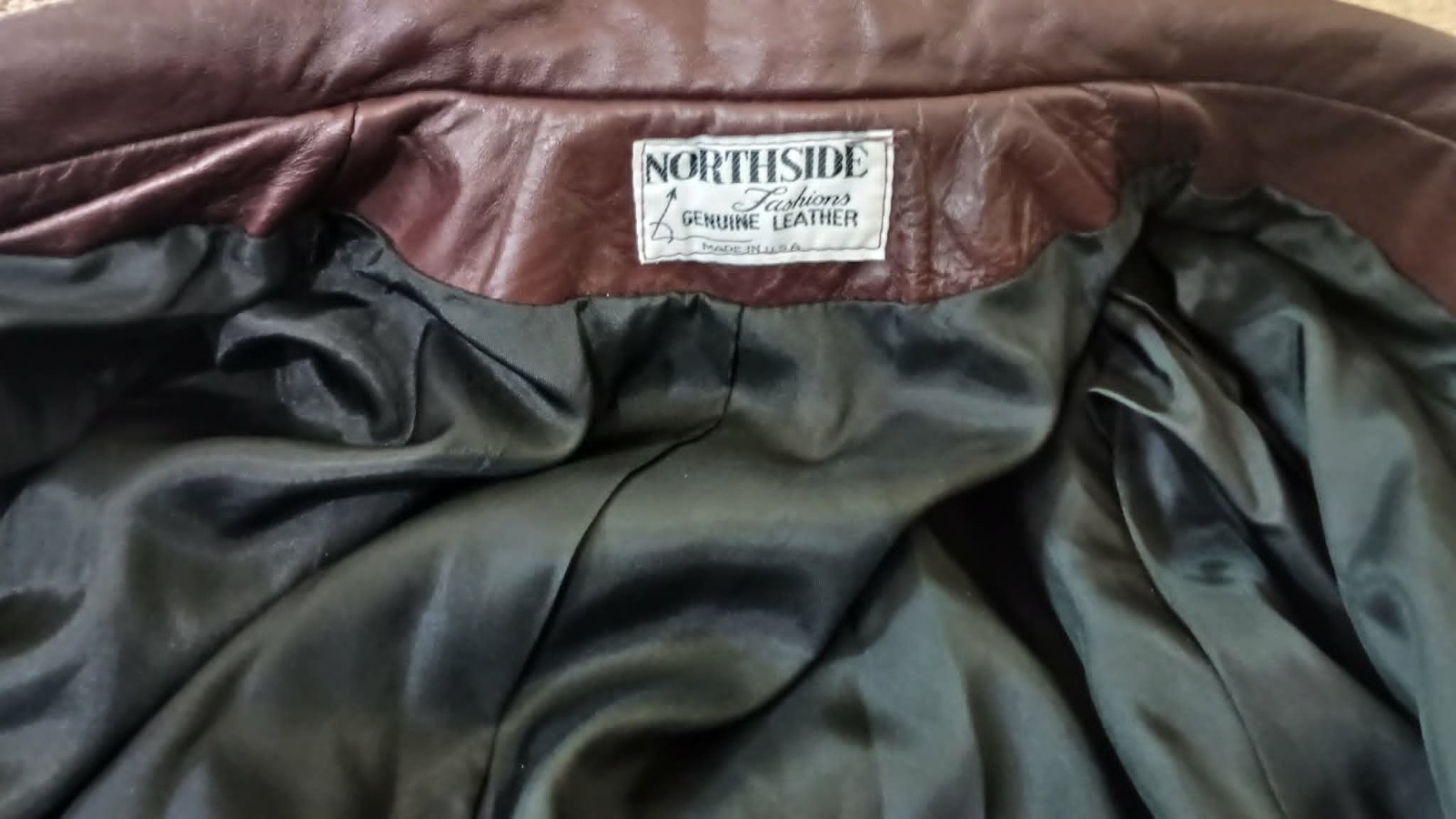 Vintage Northside Genuine Leather Jacket- Mahogany W/Scroll Embroidery on Collar