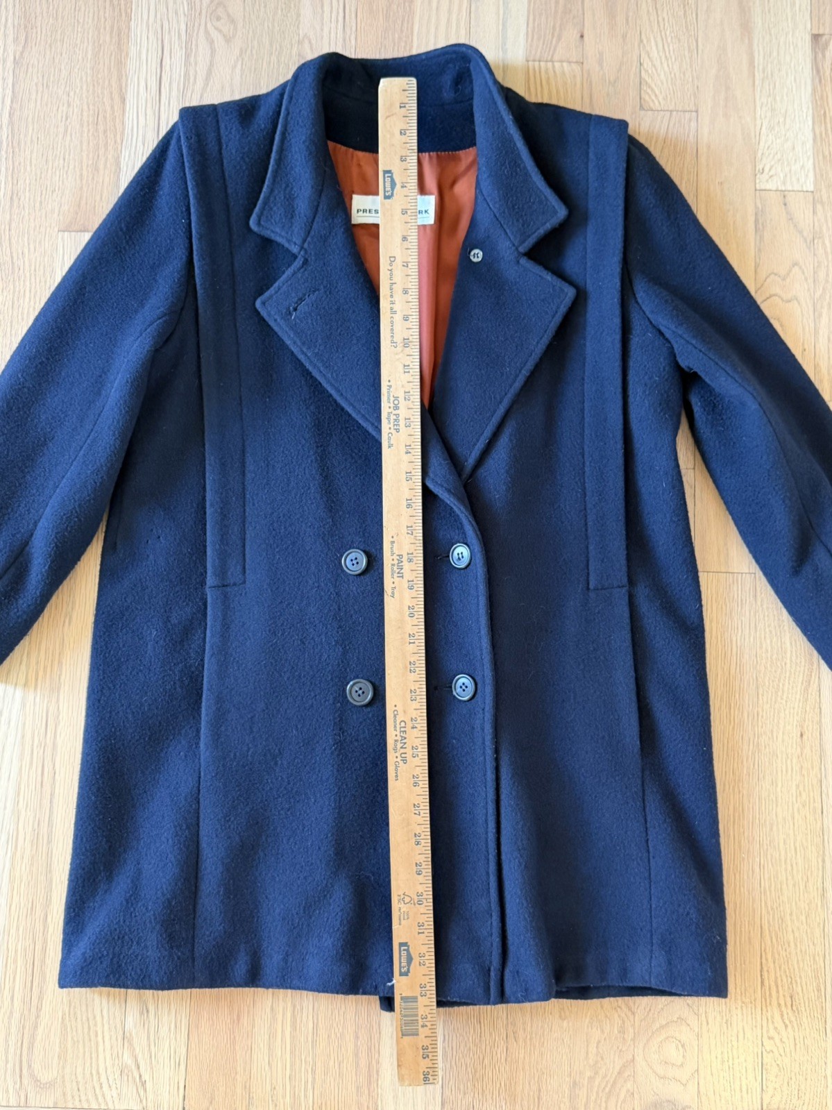 Vintage PRESTON & YORK Navy Blue Coat 100% Wool Forstman Size 12