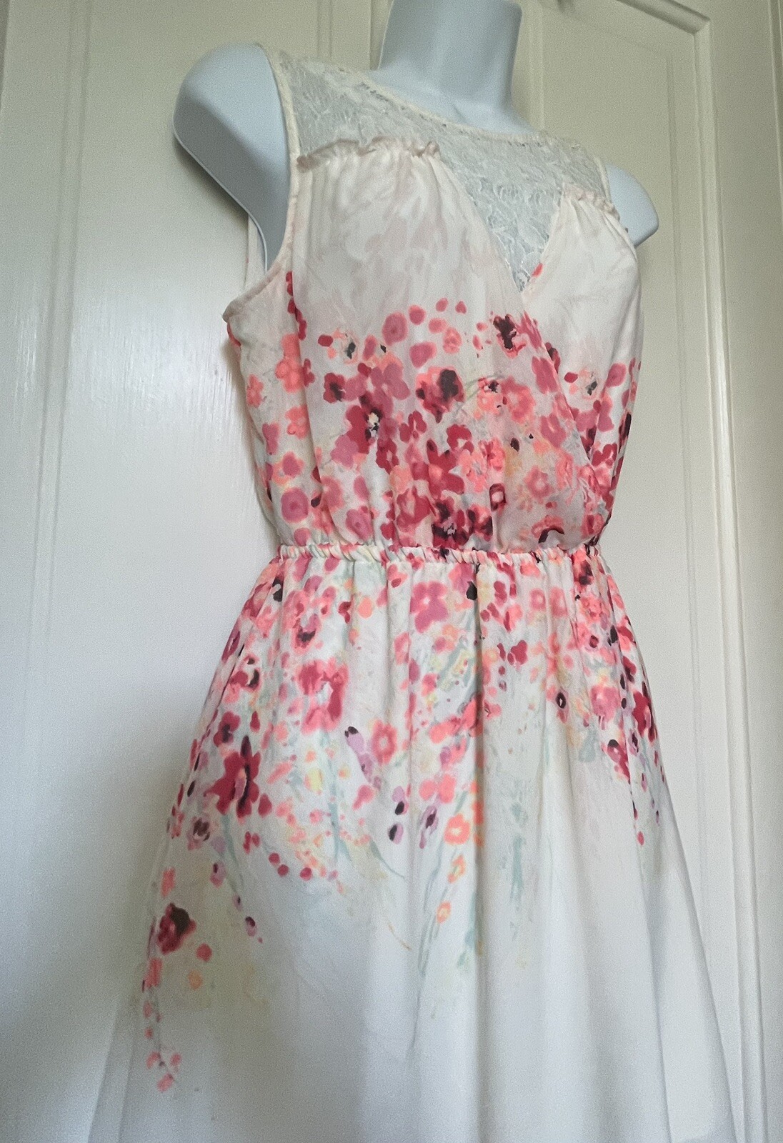 Vtg Y2K 90s 00s Candies Dress Sz S or M Sheer Flowy Coquette Watercolor
