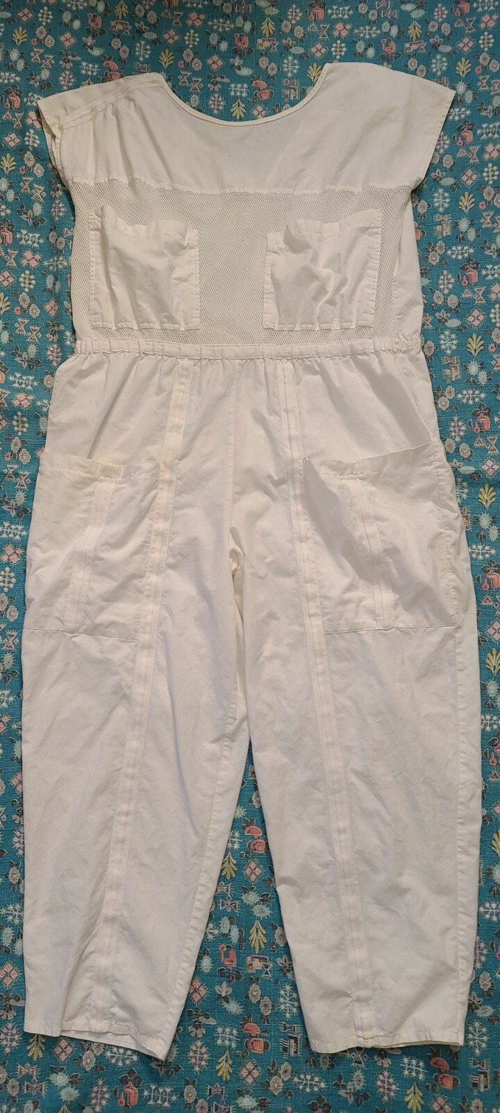 Vintage Womens White Baumwolle Romper Coverall 36